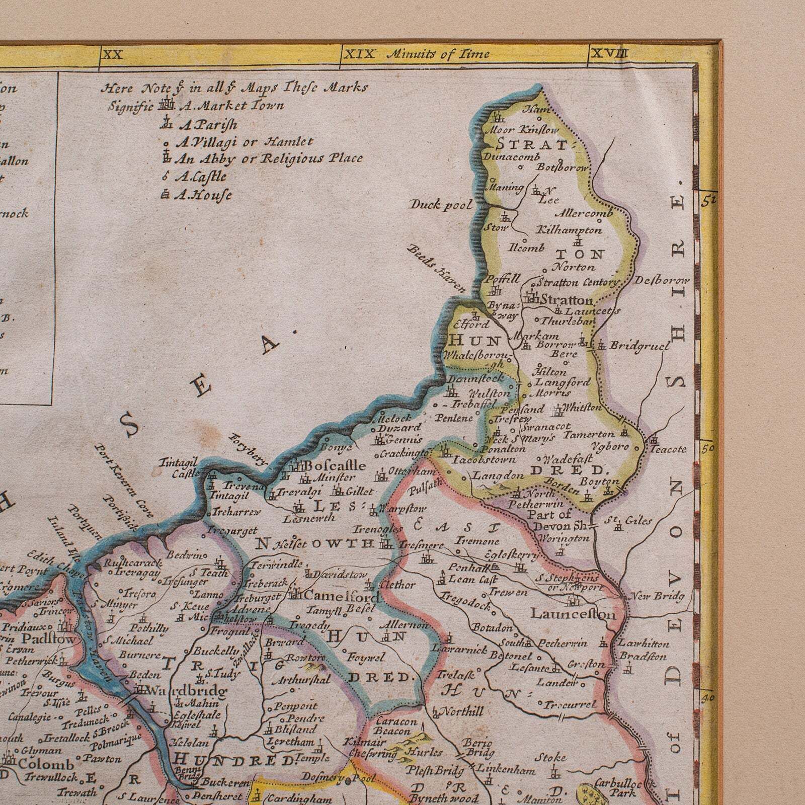 photo furniture Antique Framed Cornwall Map, English, Atlas Cartography, Robert Morden, C.1700