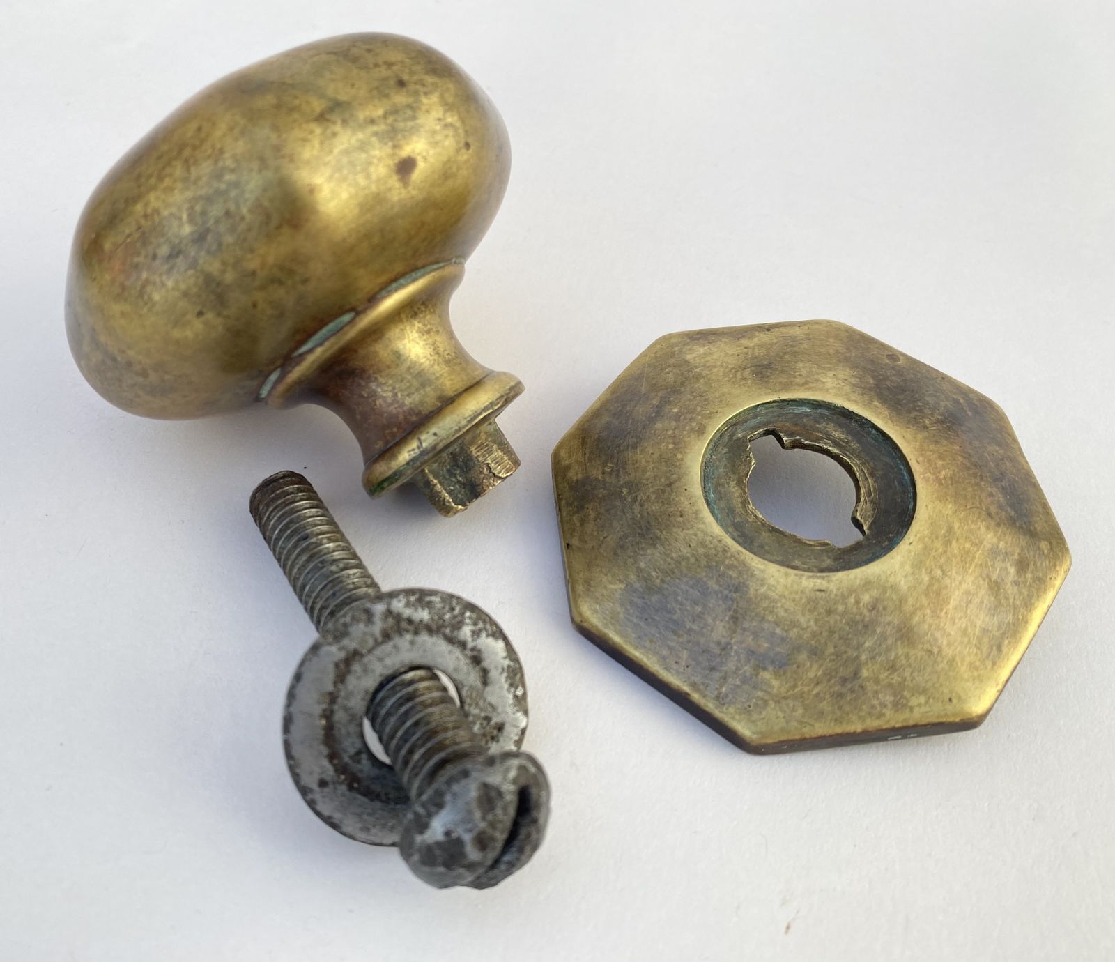19th Century English Brass Front Door Center Pull photo vintage