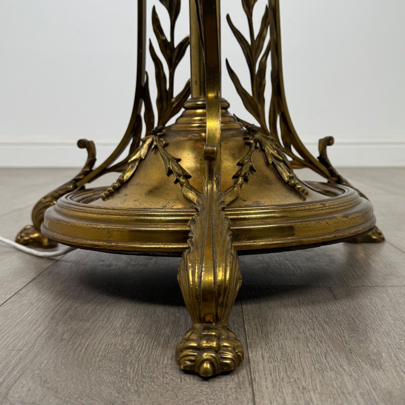 Antique 19th Century Decorative Brass Floor Standing Lamp ( Af 5282 ) photo vintage