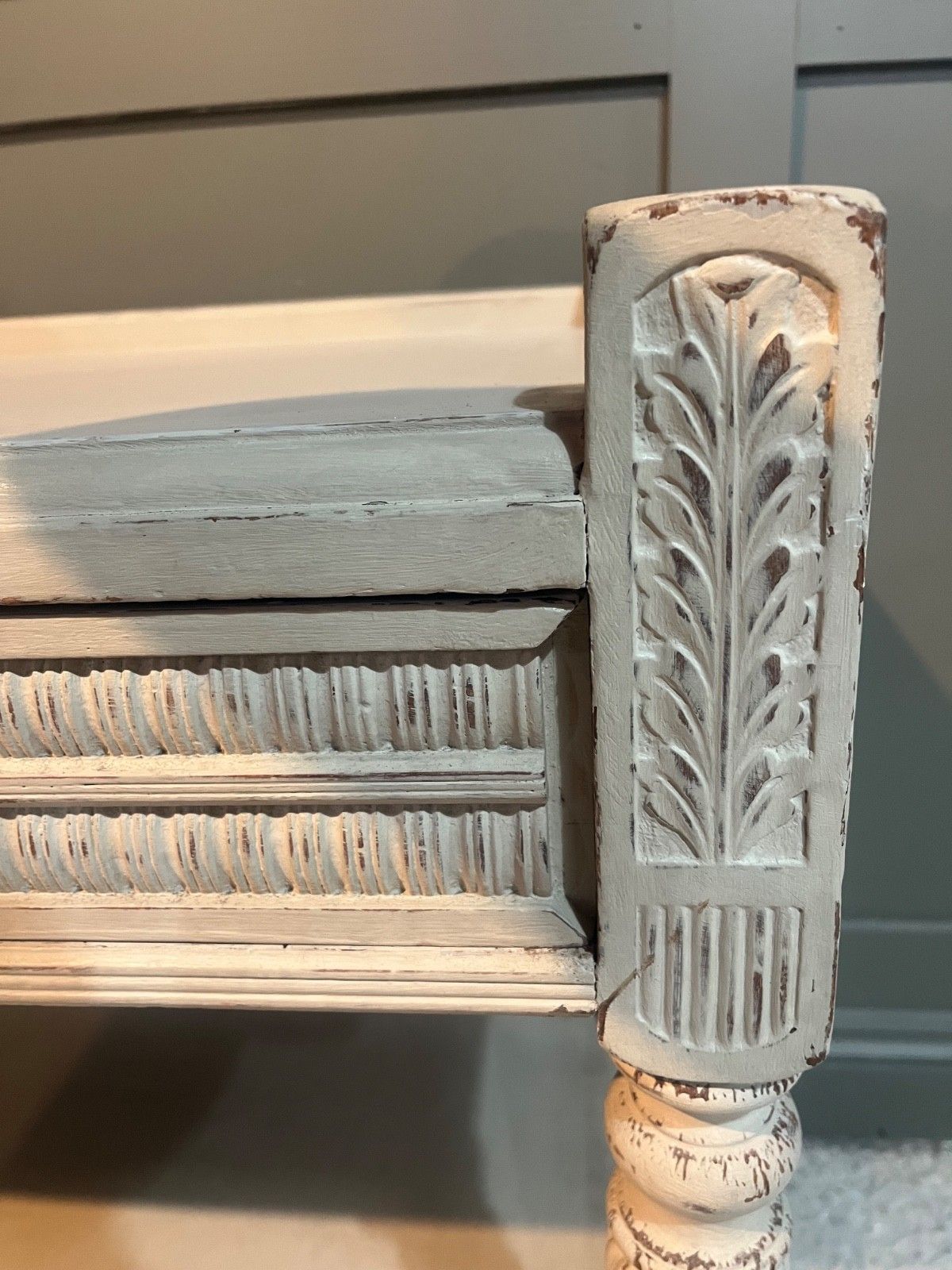 Antique Console Table Painted Pale Grey Two Tier /Record Player Stand/Tv Stand photo for sale