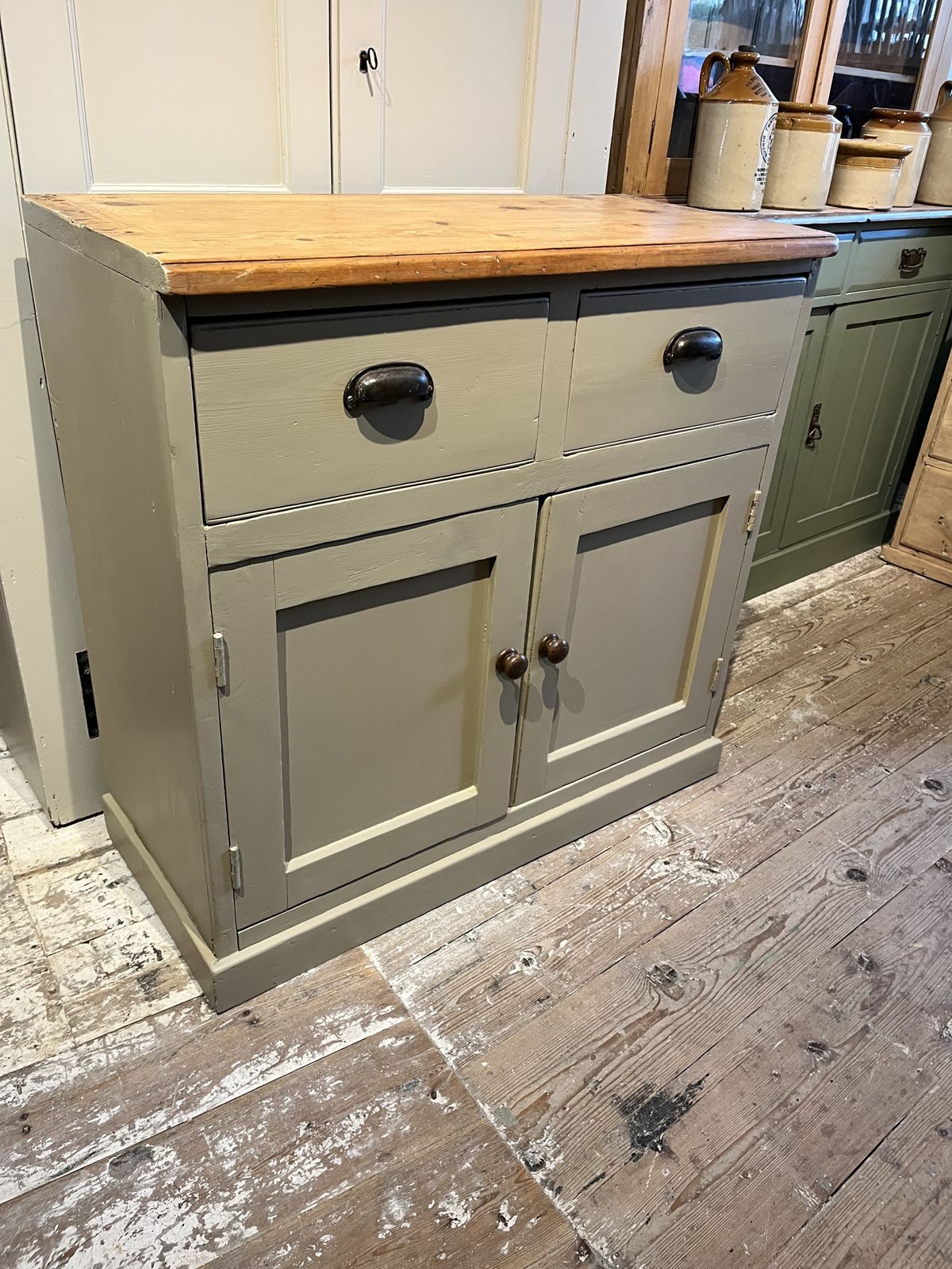 Victorian Painted Pine 2 Drawer Dresser Base/Sideboard