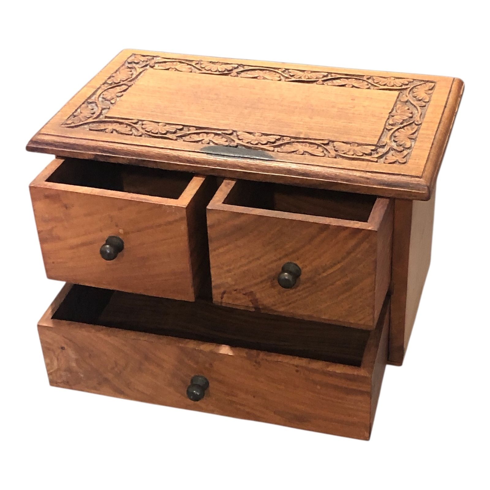 Handsome Vintage Miniature Hardwood Chest photo furniture