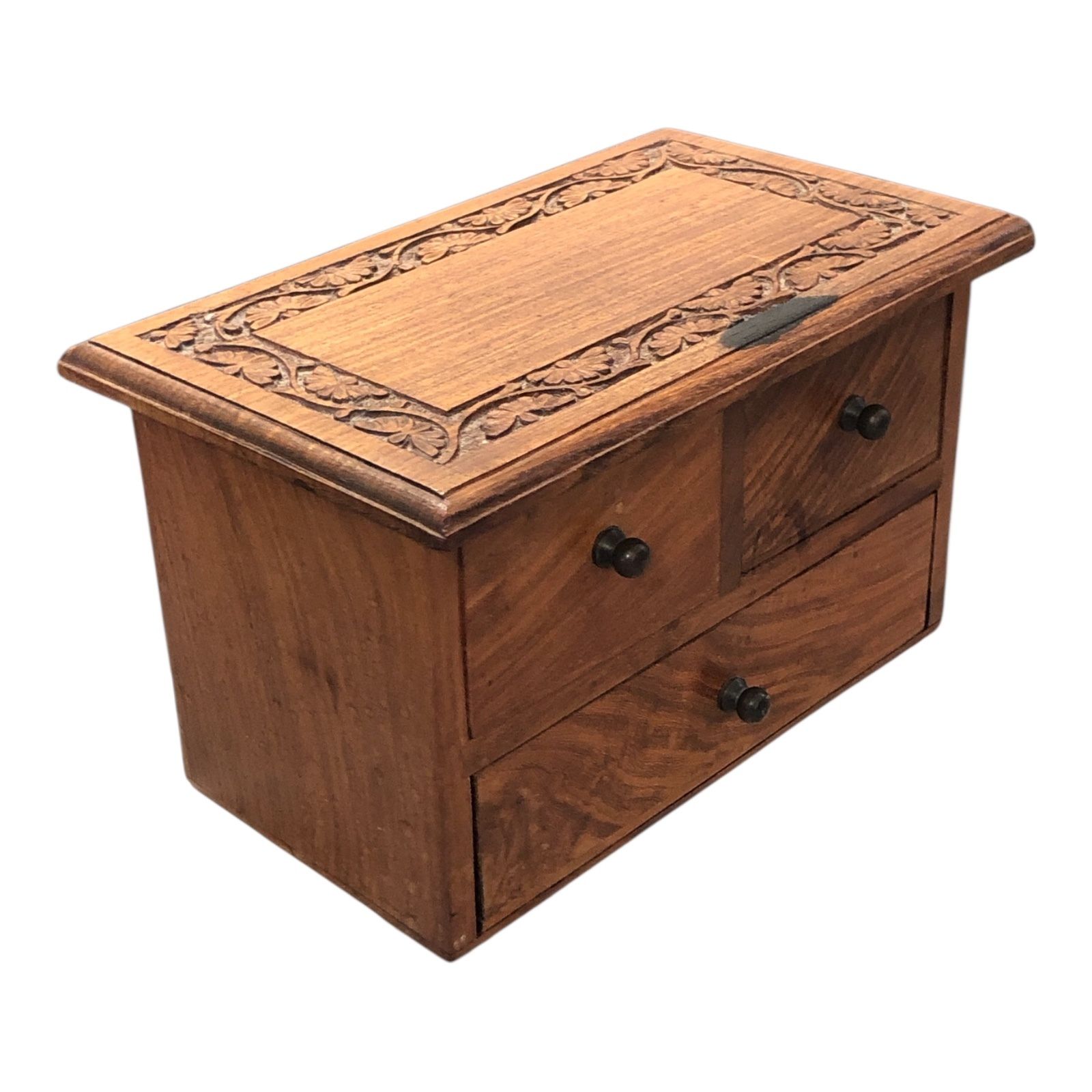 Handsome Vintage Miniature Hardwood Chest photo Furniture