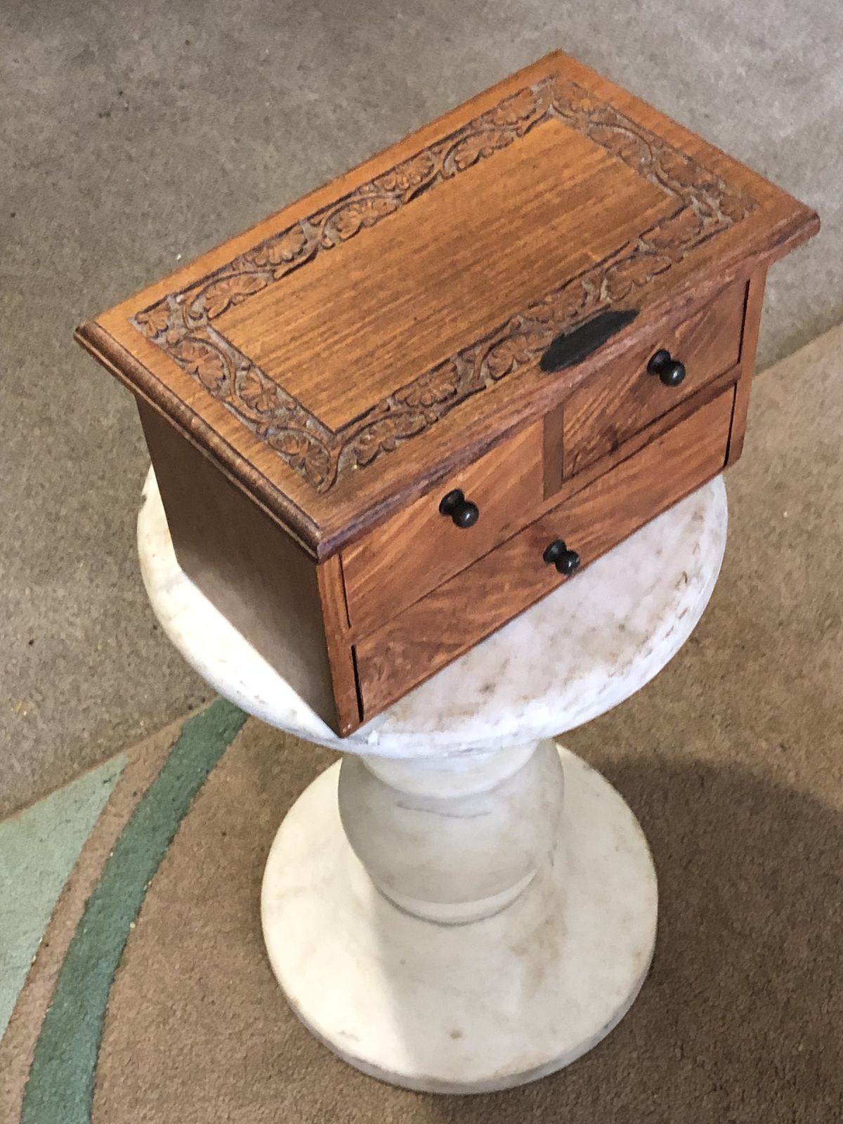 Furniture Handsome Vintage Miniature Hardwood Chest photo