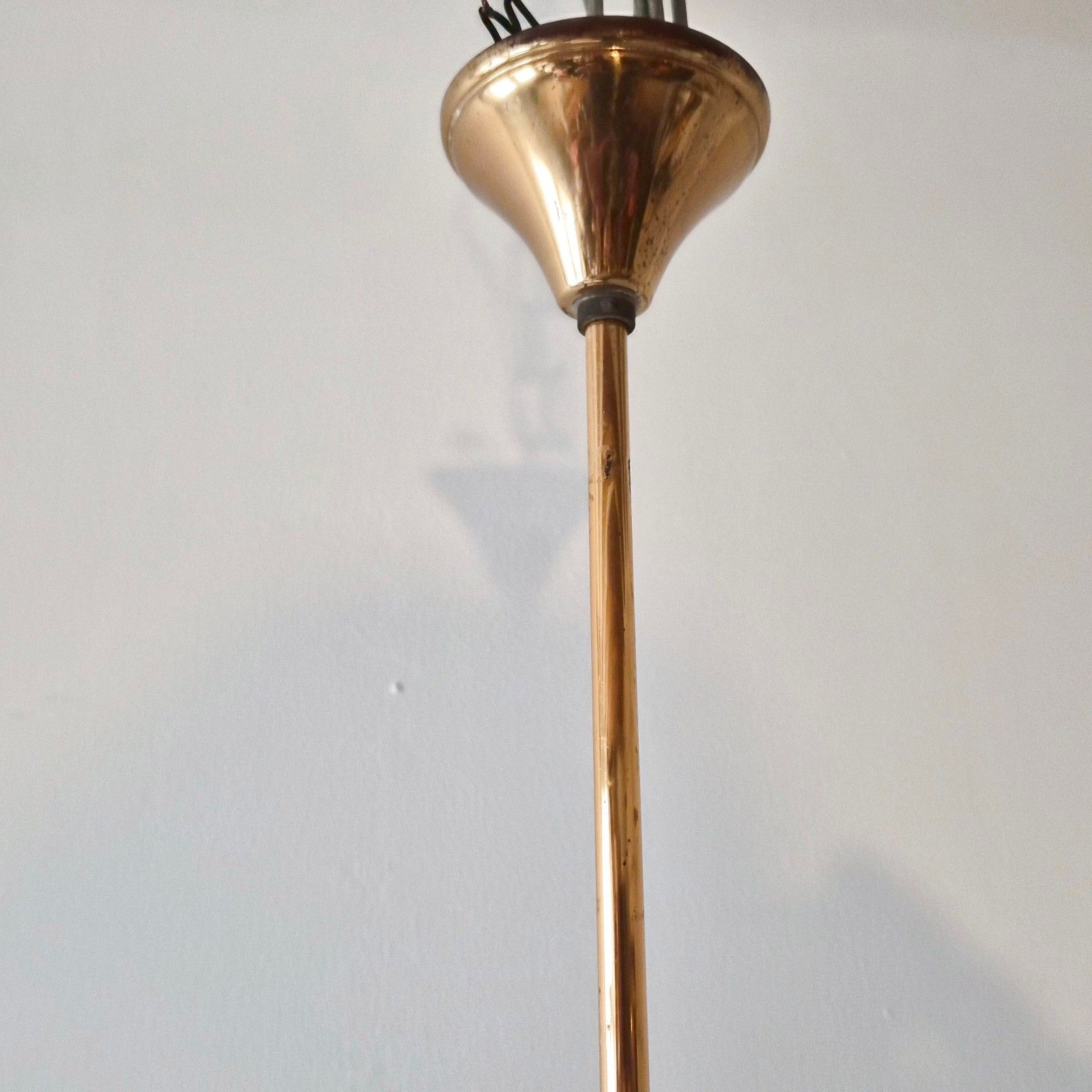 Lustre Suspension Vintage 1950 Maison Arlus Laiton Dore Plexiglas & Verre 50s photo for sale