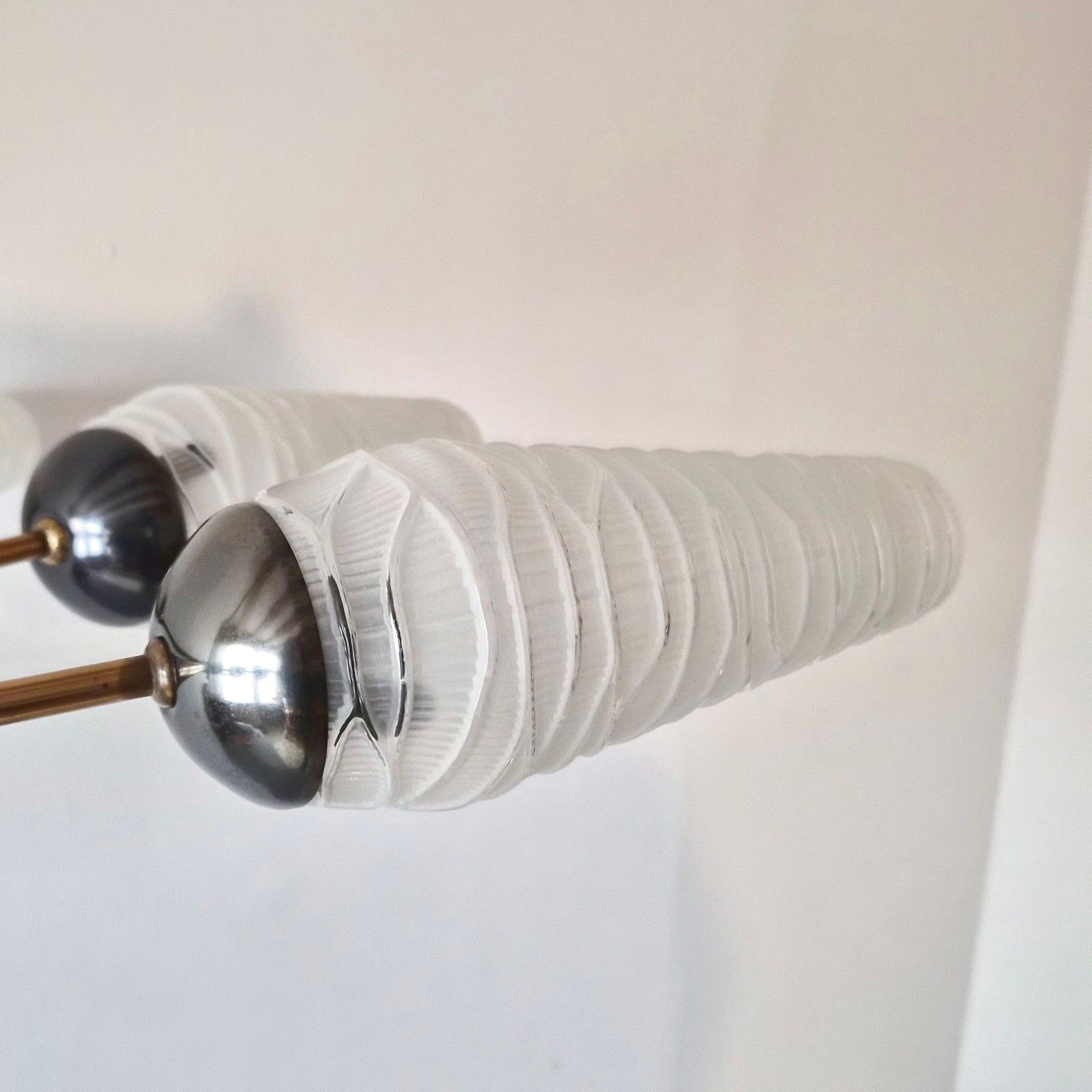 Lustre Suspension Vintage 1950 Maison Arlus Laiton Dore Plexiglas & Verre 50s photo vintage