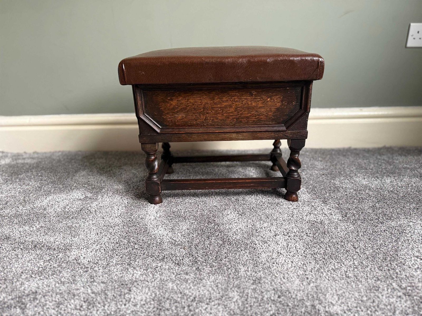 Vintage Upholstered Stool With Storage Dressing Table Stool photo for sale