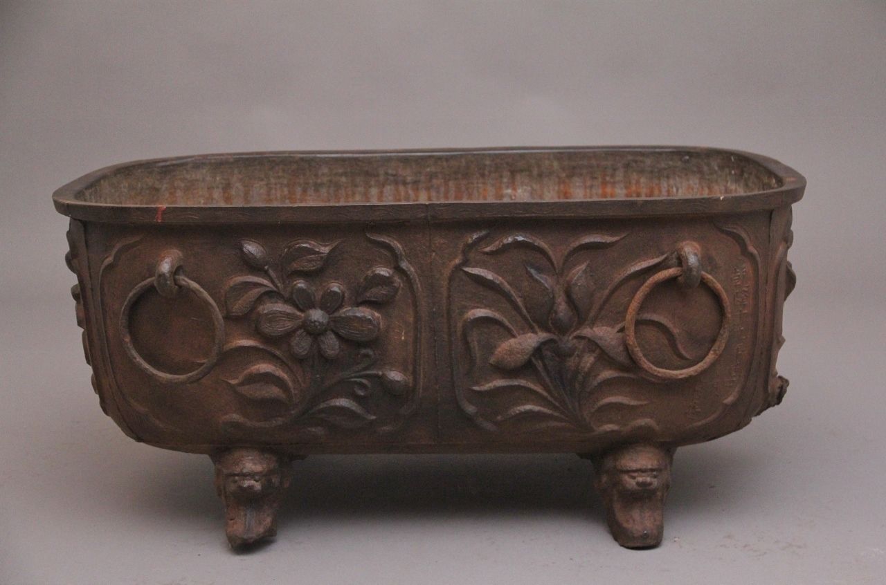 Antique Early 19th Century Chinese Cast Iron Temple Bath With Script photo furniture