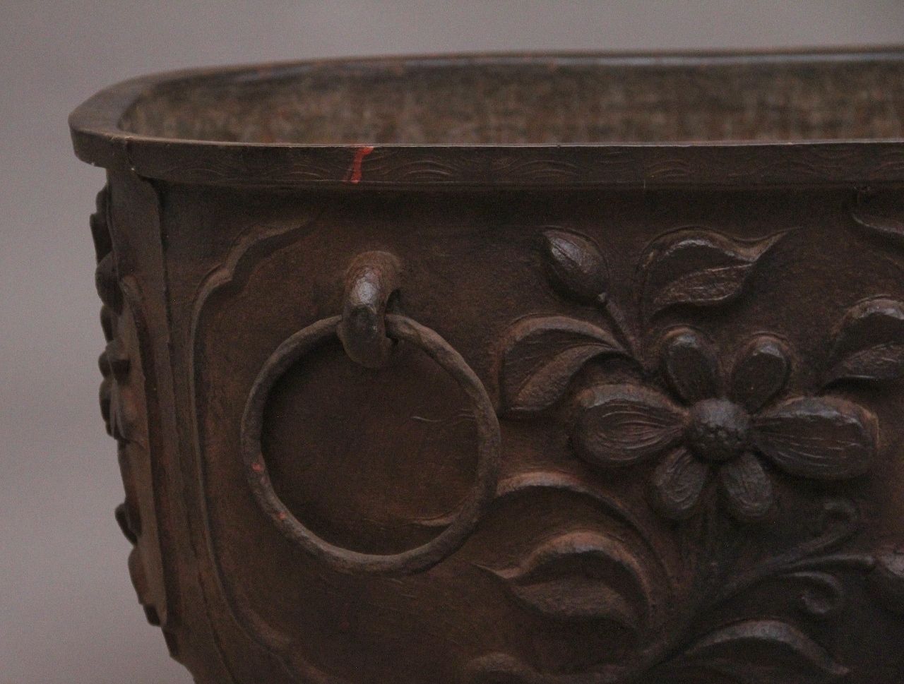 Antique Early 19th Century Chinese Cast Iron Temple Bath With Script photo vintage