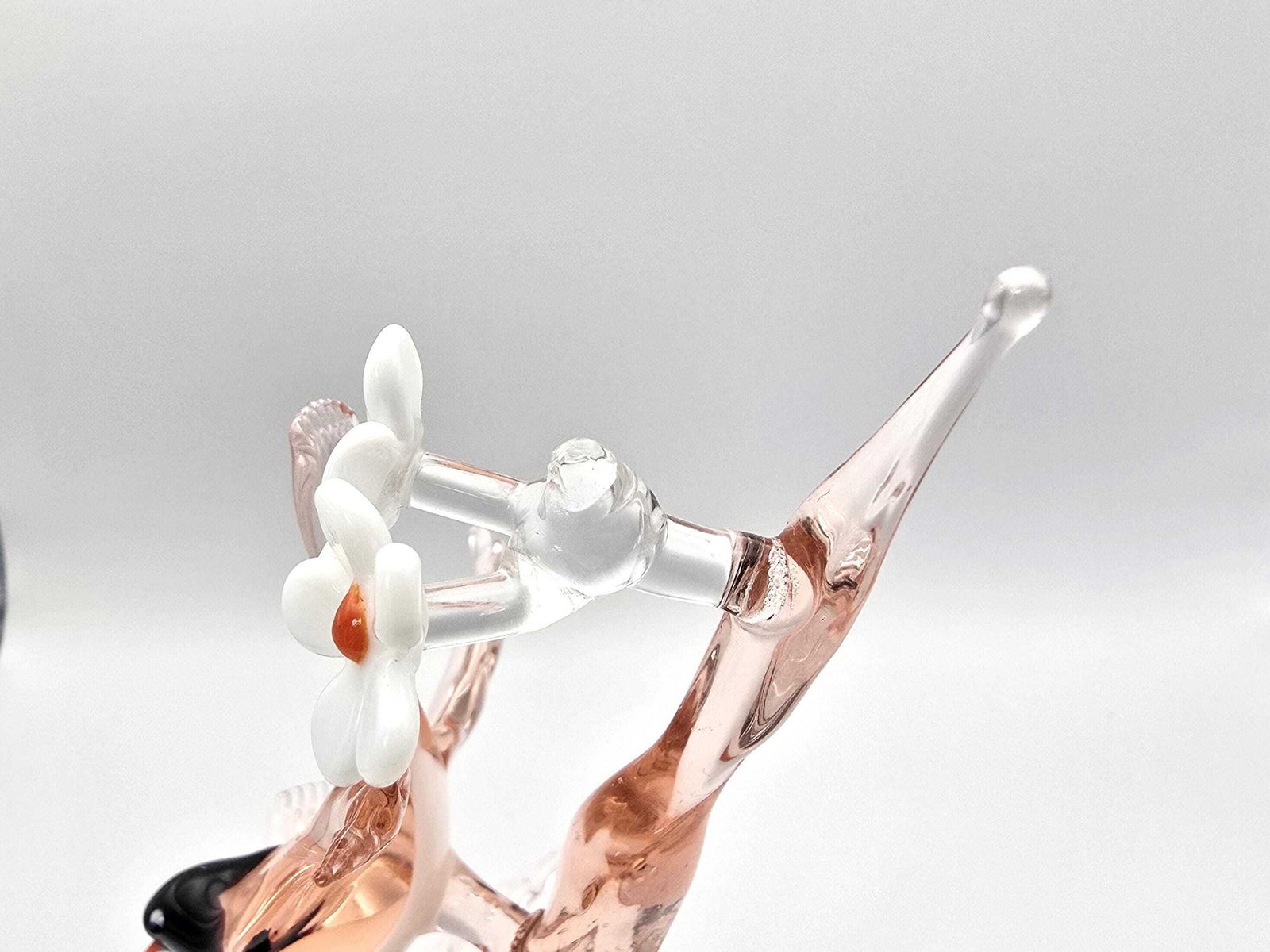 Vintage Murano Style Glass Bird Sculpture, Pink Blossom Tree, Two Birds photo 60.0