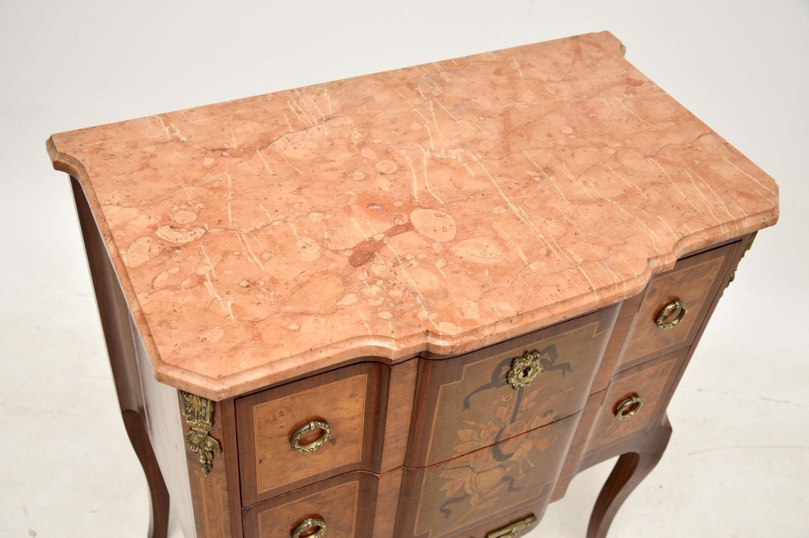 Antique French Marble Top Inlaid Commode photo 878.0