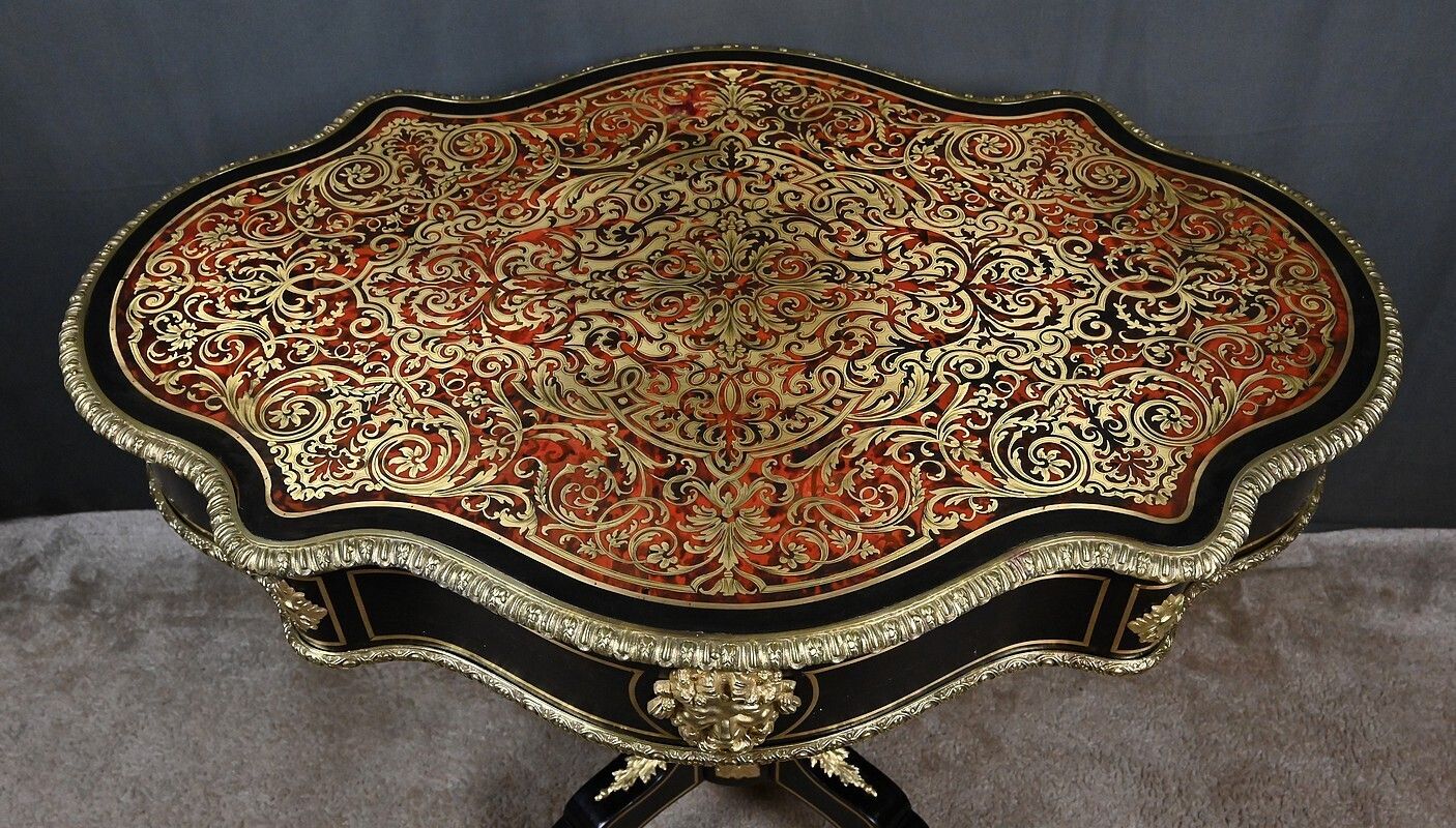 Violin Shaped Table In Boulle Marquetry, Napoleon III Period – Mid 19th Century photo for sale