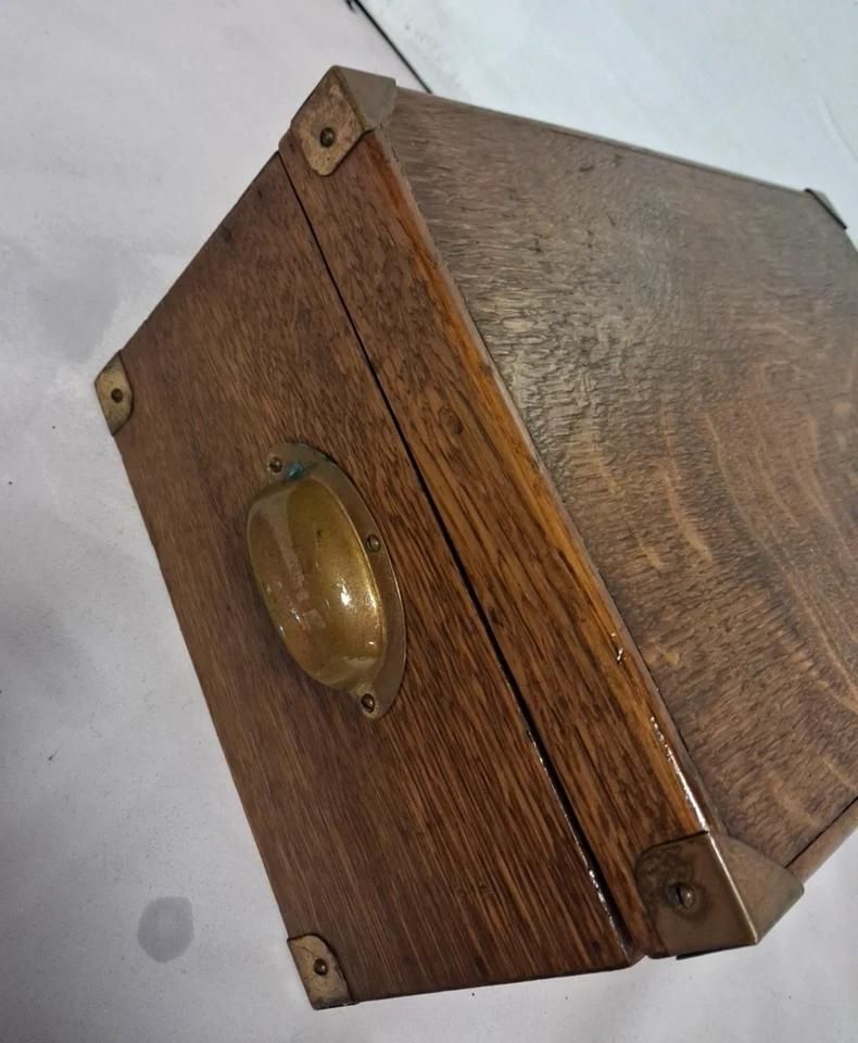 Antique Shop Keepers Cash Box With Brass Cup Handles And Brass Corner Supports photo vintage