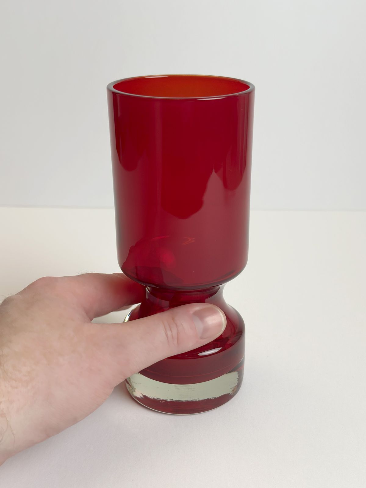 Mid Century Modern Red Cased Glass Vase By Alsterfors, Sweden, 1960s photo buy