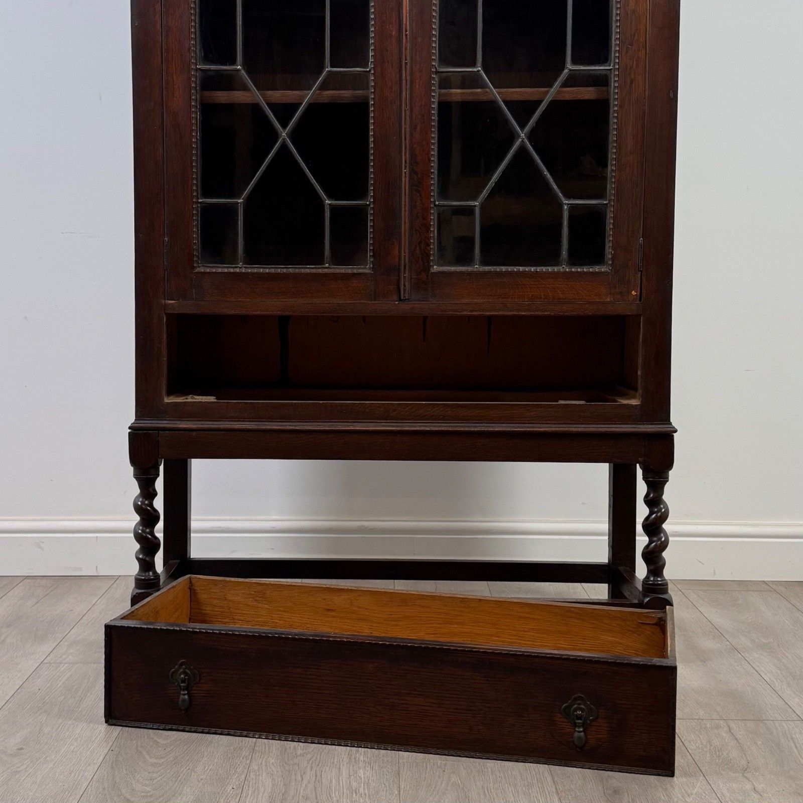 Furniture Antique 20th Century Edwardian Display Cabinet In Oak ( Af 5317 ) photo