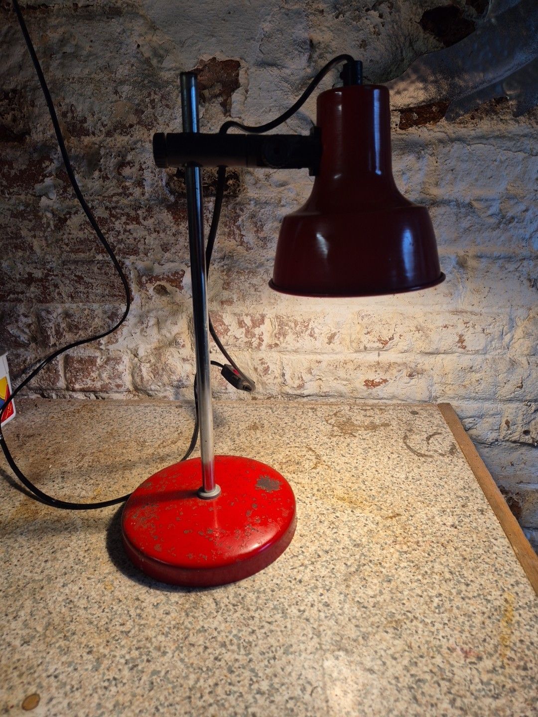 80.0 1980's Adjustable Metal Red Desk Lamp By Moda Of Denmark photo