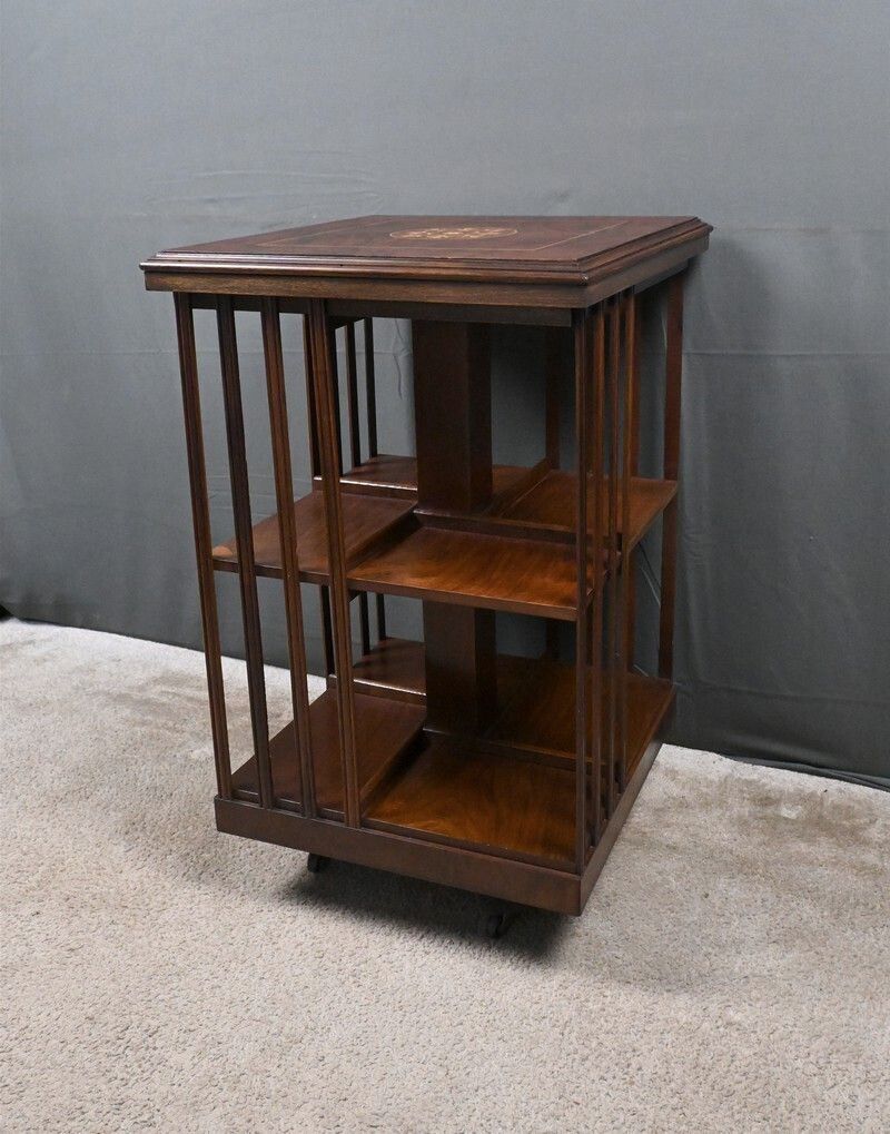Mahogany Revolving Bookshelf, England – Mid 20th Century photo for sale