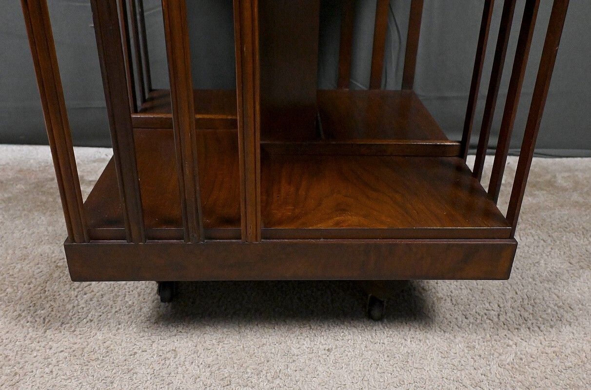 Mahogany Revolving Bookshelf, England – Mid 20th Century photo vintage