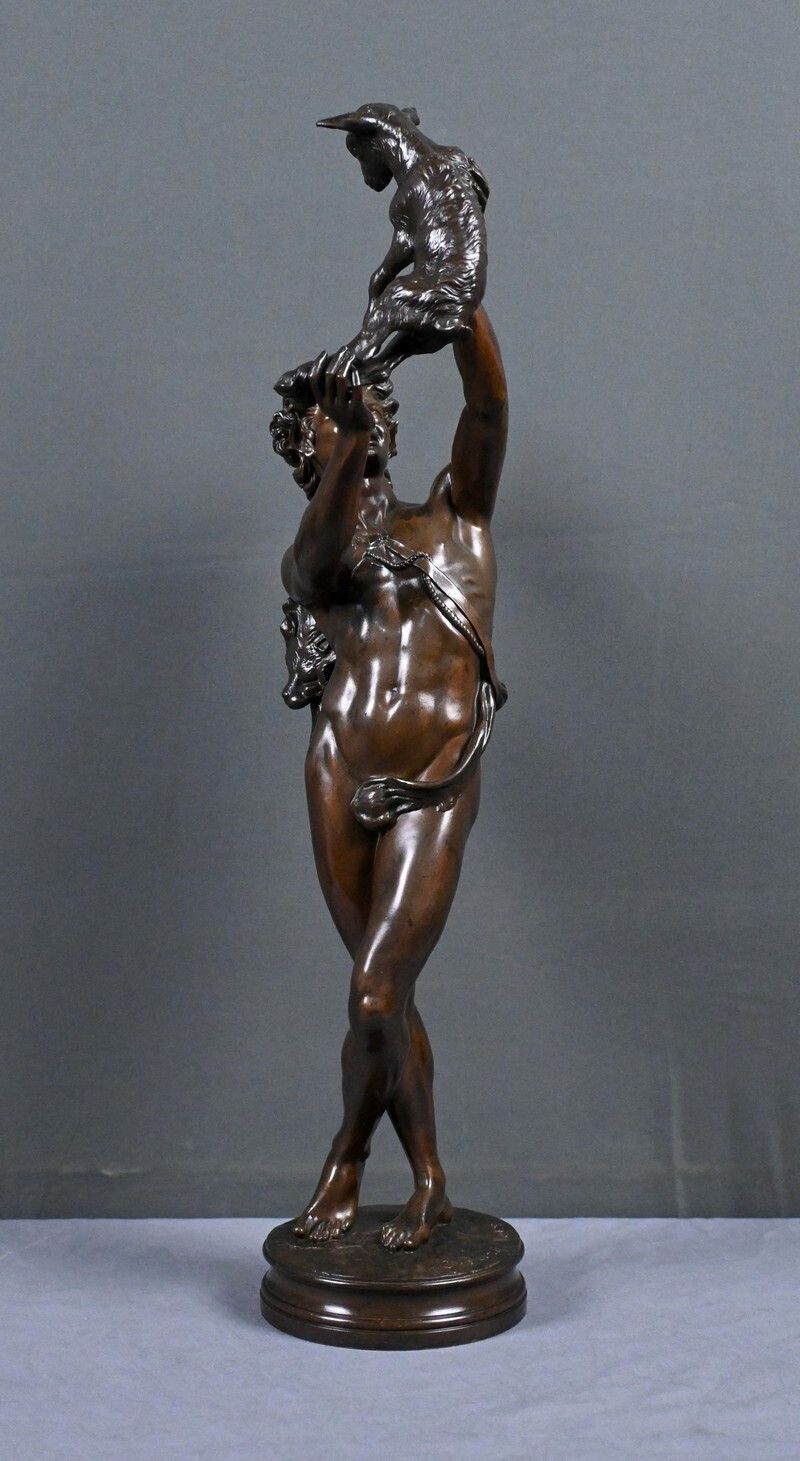 Important Bronze Sculpture "Faun Playing With A Kid" Signed Gumery – Second Half Of The 19th Century photo 2620.0