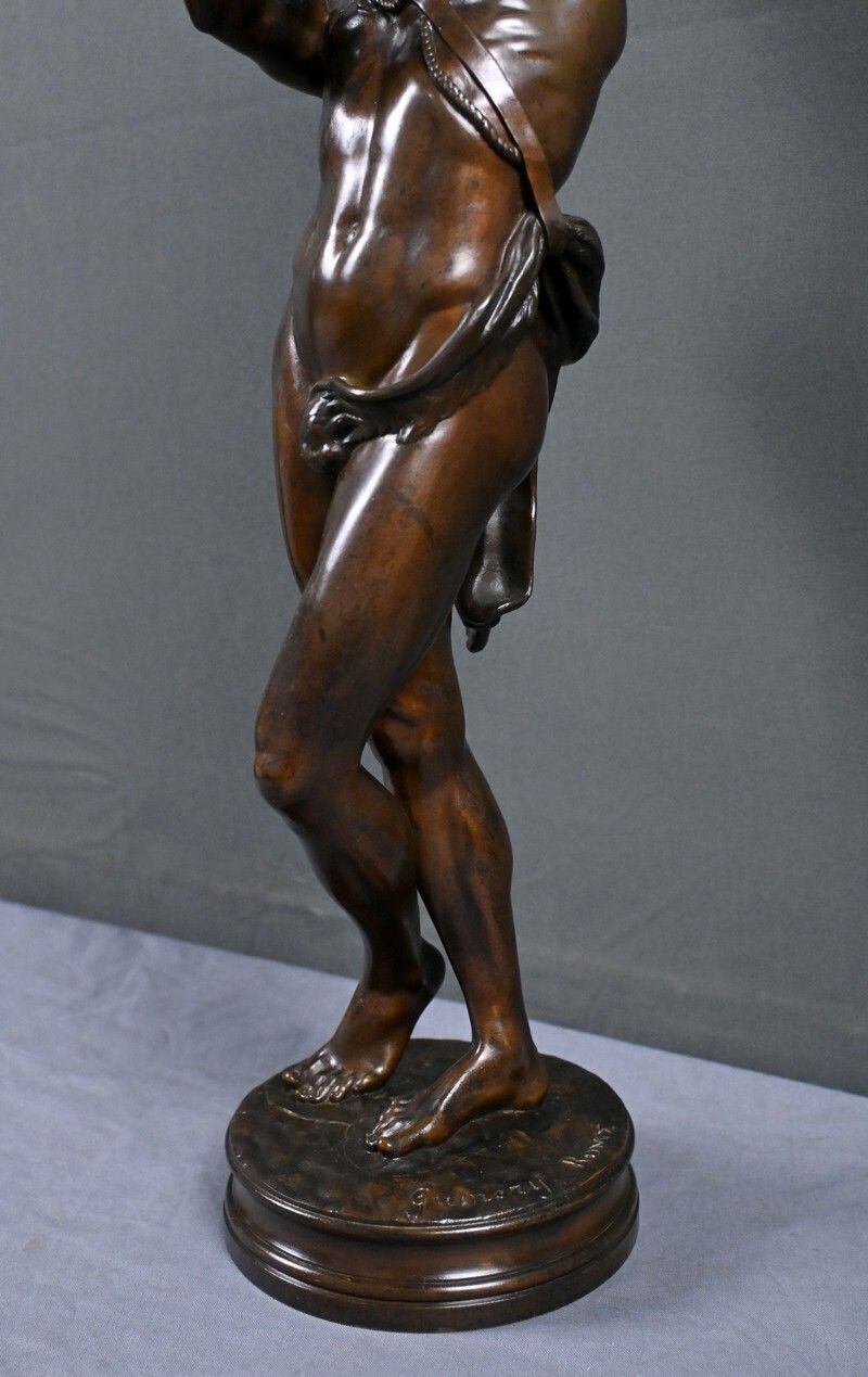 photo furniture Important Bronze Sculpture "Faun Playing With A Kid" Signed Gumery – Second Half Of The 19th Century