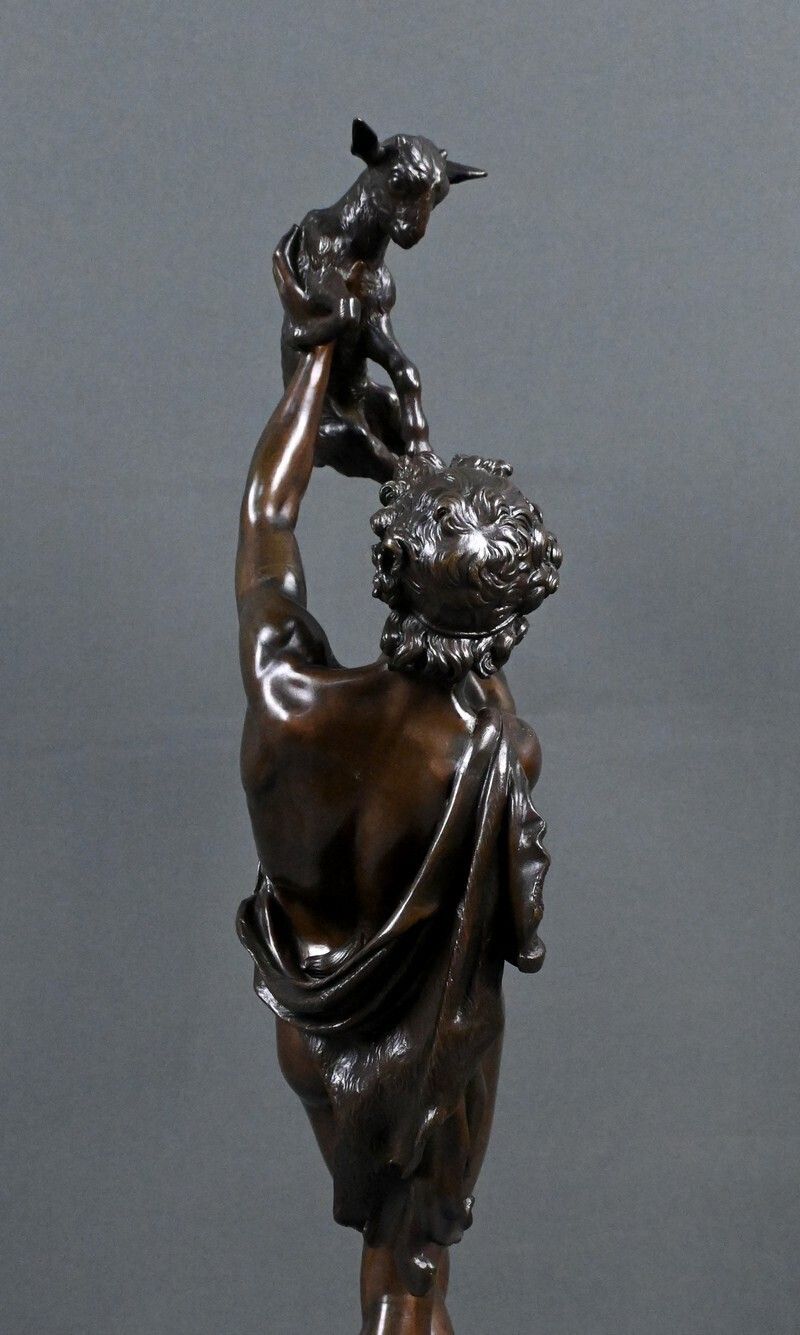 photo vinterior Important Bronze Sculpture "Faun Playing With A Kid" Signed Gumery – Second Half Of The 19th Century