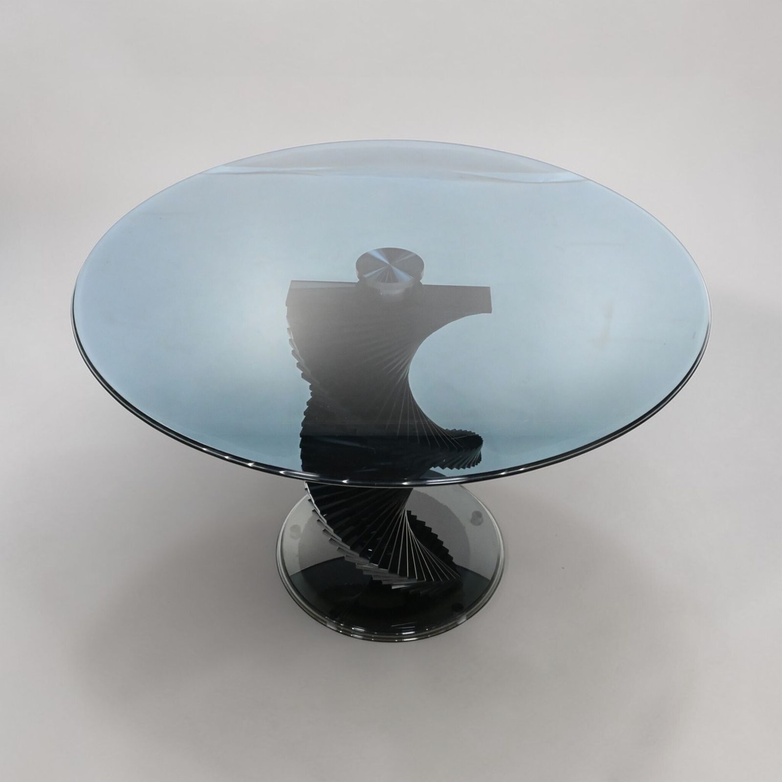 Round Glass Dining Table Designer Black Tint Glass 42" Diameter Free Uk Delivery photo 627.0