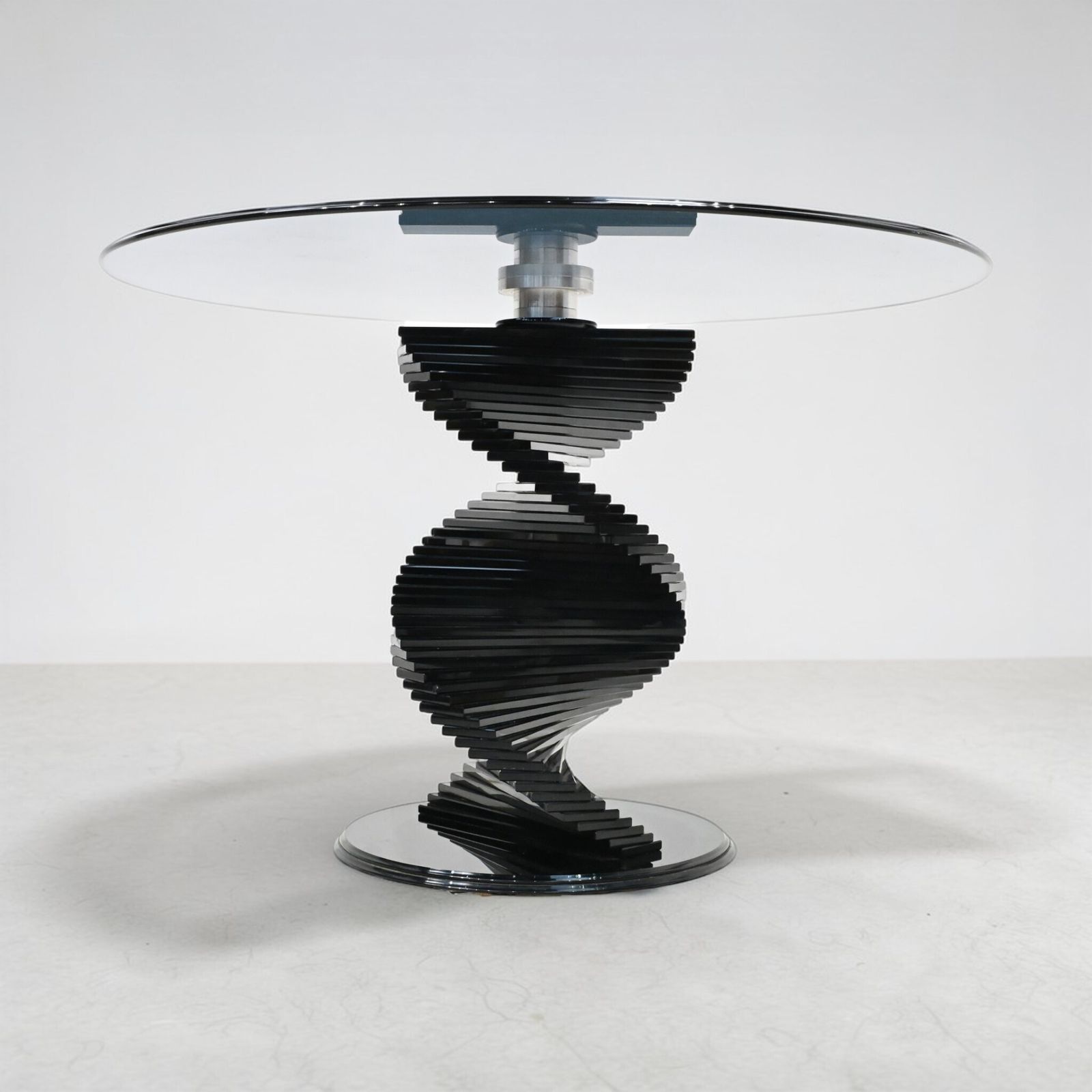 Round Glass Dining Table Designer Black Tint Glass 42" Diameter Free Uk Delivery photo buy
