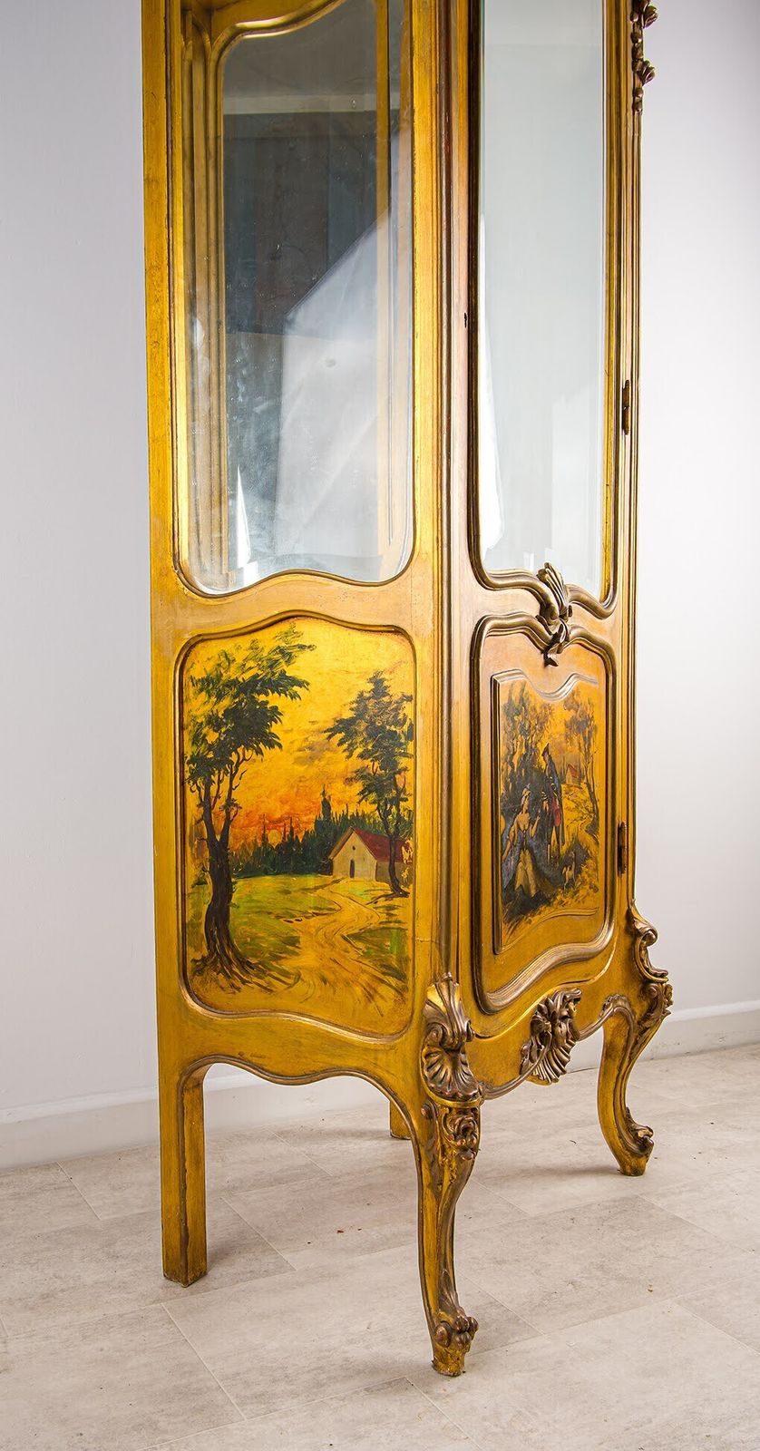 Antique French Rococo Gilt Vitrine Display Cabinet With Hand Painted Panels C1920 photo buy