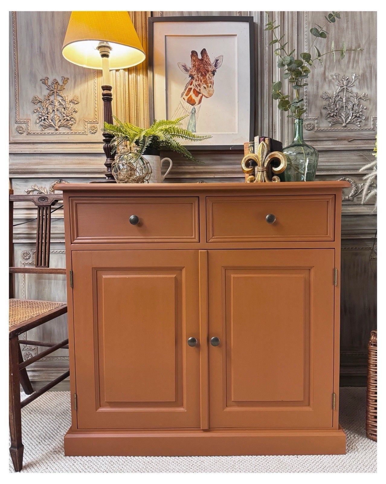 Small Sideboard Or Hall Cupboard  In Marmelo By Farrow And Ball Delivery 🍊 photo for sale