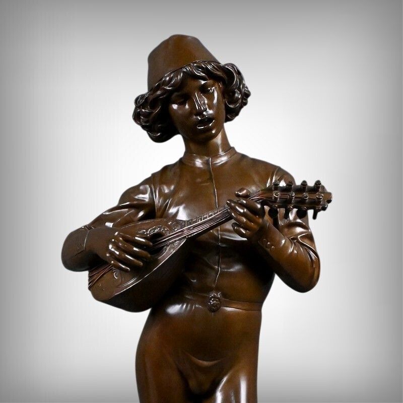 Important Bronze "The Florentine Singer" Signed P. Dubois   1865 photo furniture