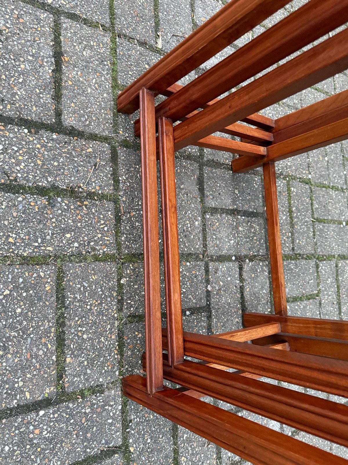 photo vintage Vintage Chinese Style Nest Of Three Tables Hardwood Oriental Inspired Side Accent Tables