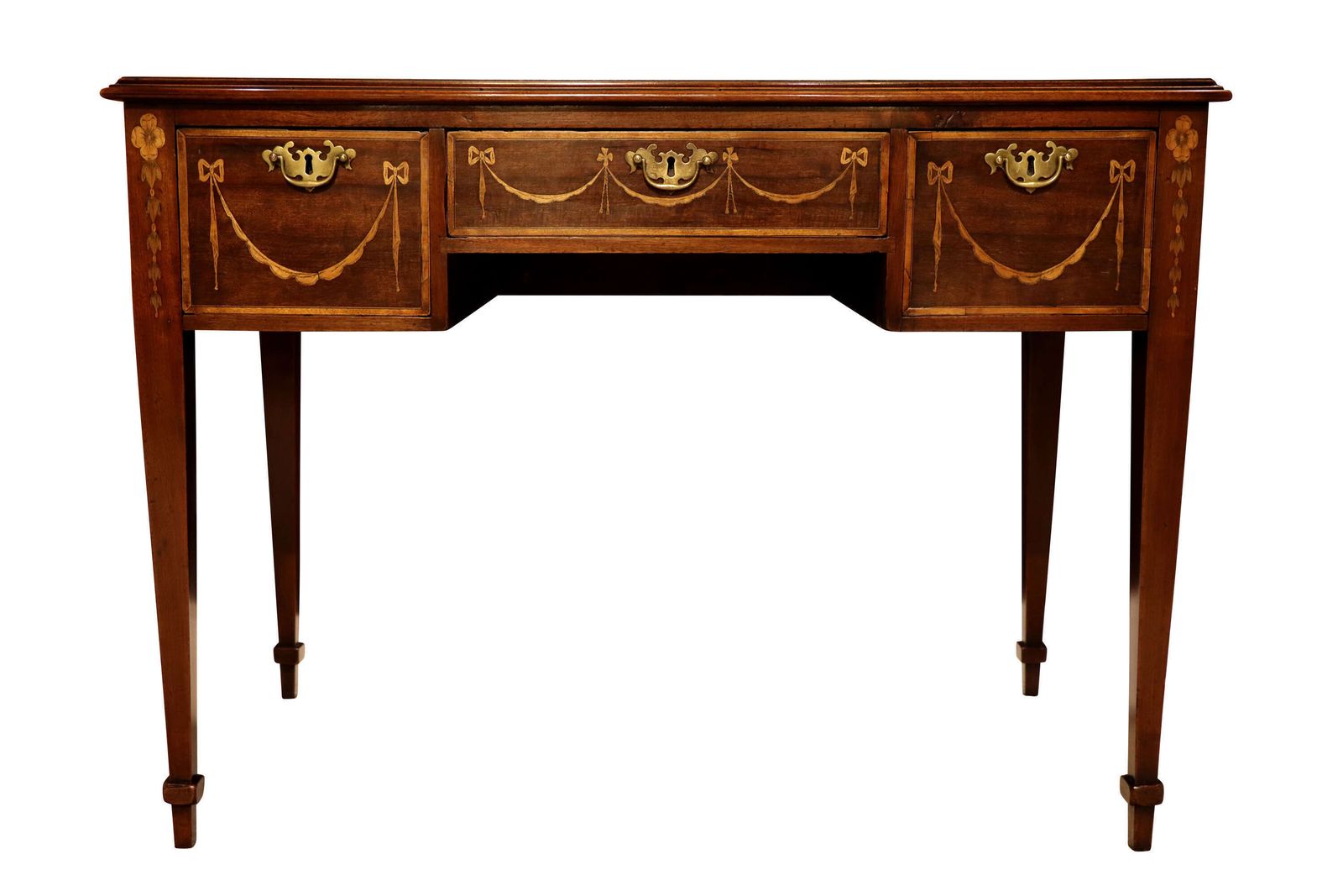 Early 19th Century Mahogany Inlaid Writing Table With Leather Top photo furniture