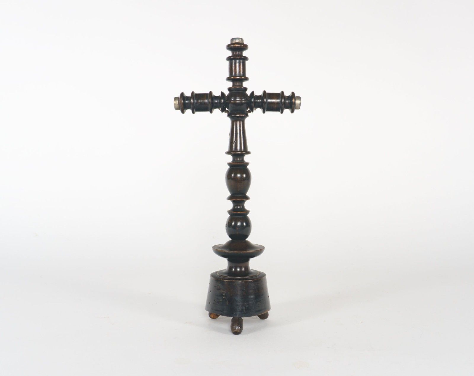 Antique 19th Century Victorian Freestanding Ebonised Bobbin Turned Crucifix photo Art