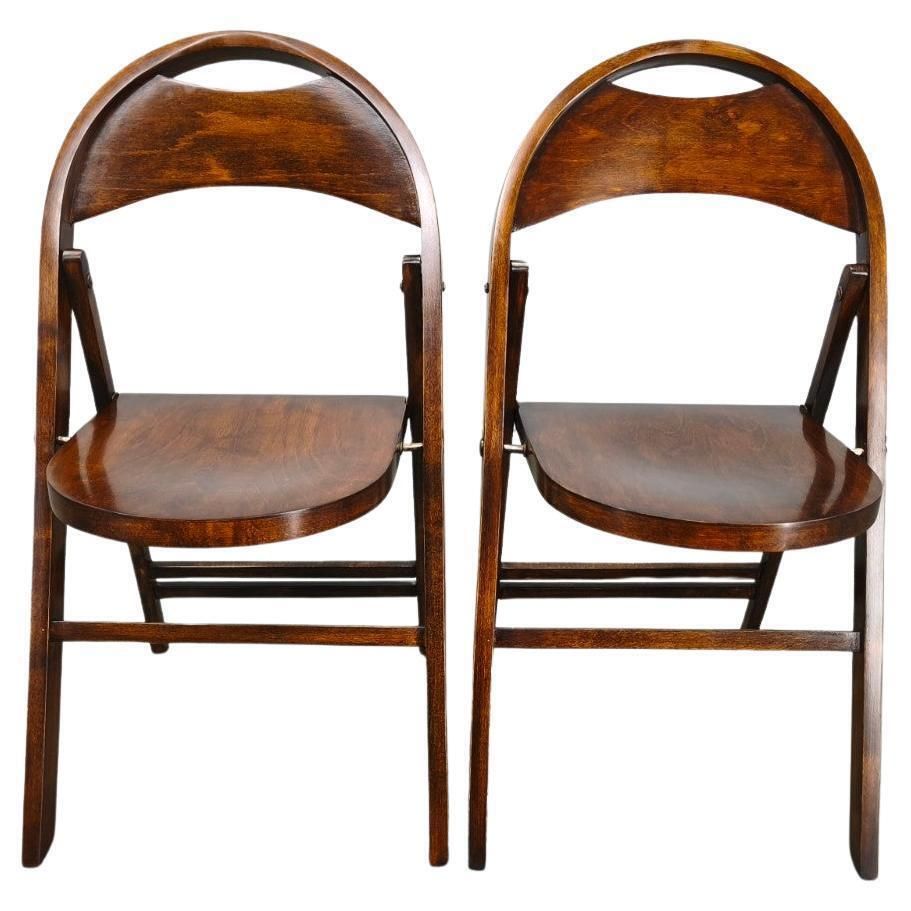 Pair Of Bauhaus Folding Chairs B751 By Ligna, Czechoslovakia 1930s