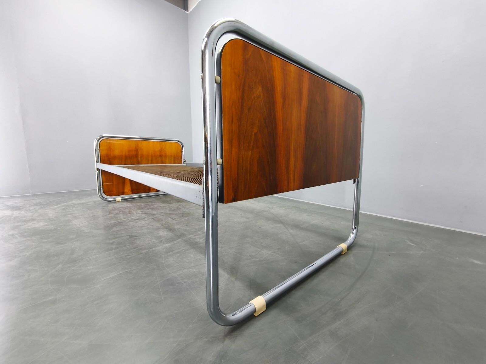 photo buy Bauhaus Tubular Steel Bed With Walnut Veneer Panels, 1930s
