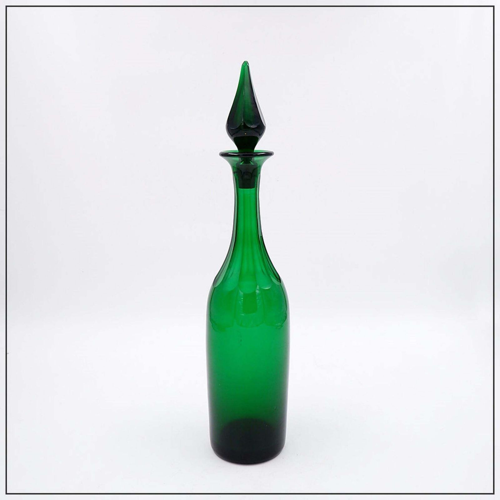 19th Century Green Glass Decanter   England, Circa 1870. photo vintage