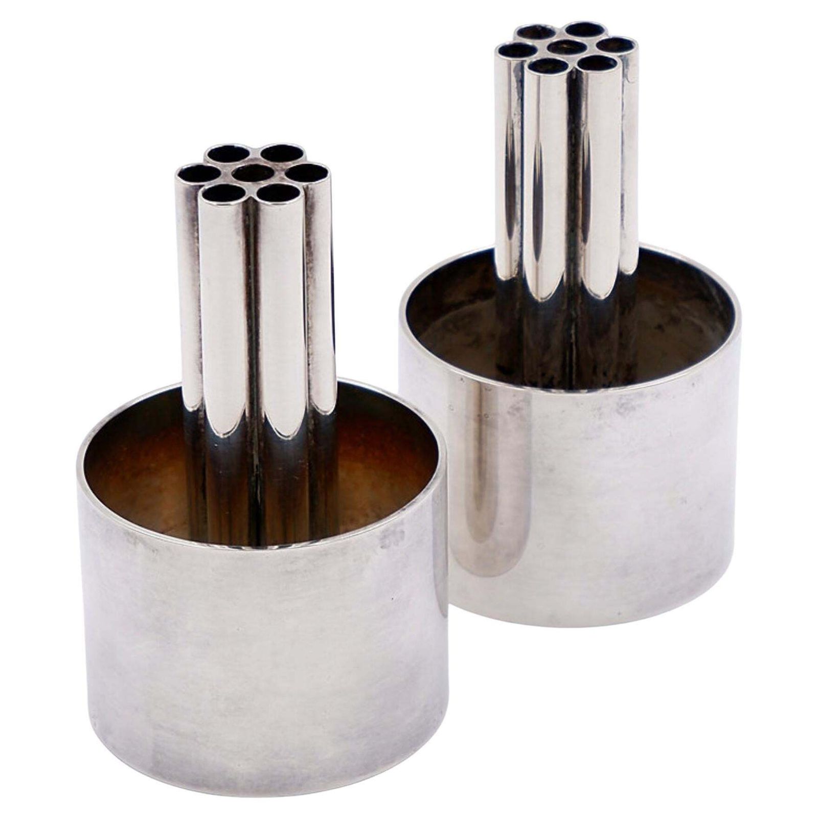 Vintage Italian Silver Plated Multi Tube Candlesticks, 6.5cm Diameter