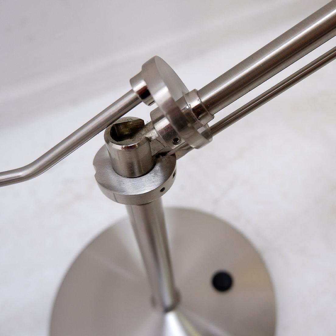 Pair Of Brushed Steel Table Lamps With Adjustable Rake   United Kingdom photo buy