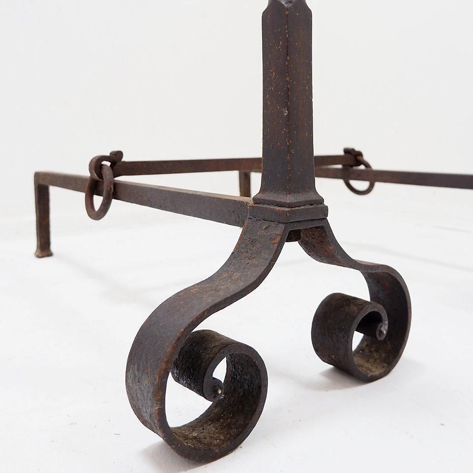 19th Century Antique Wrought Iron Andirons With Curved Legs photo furniture