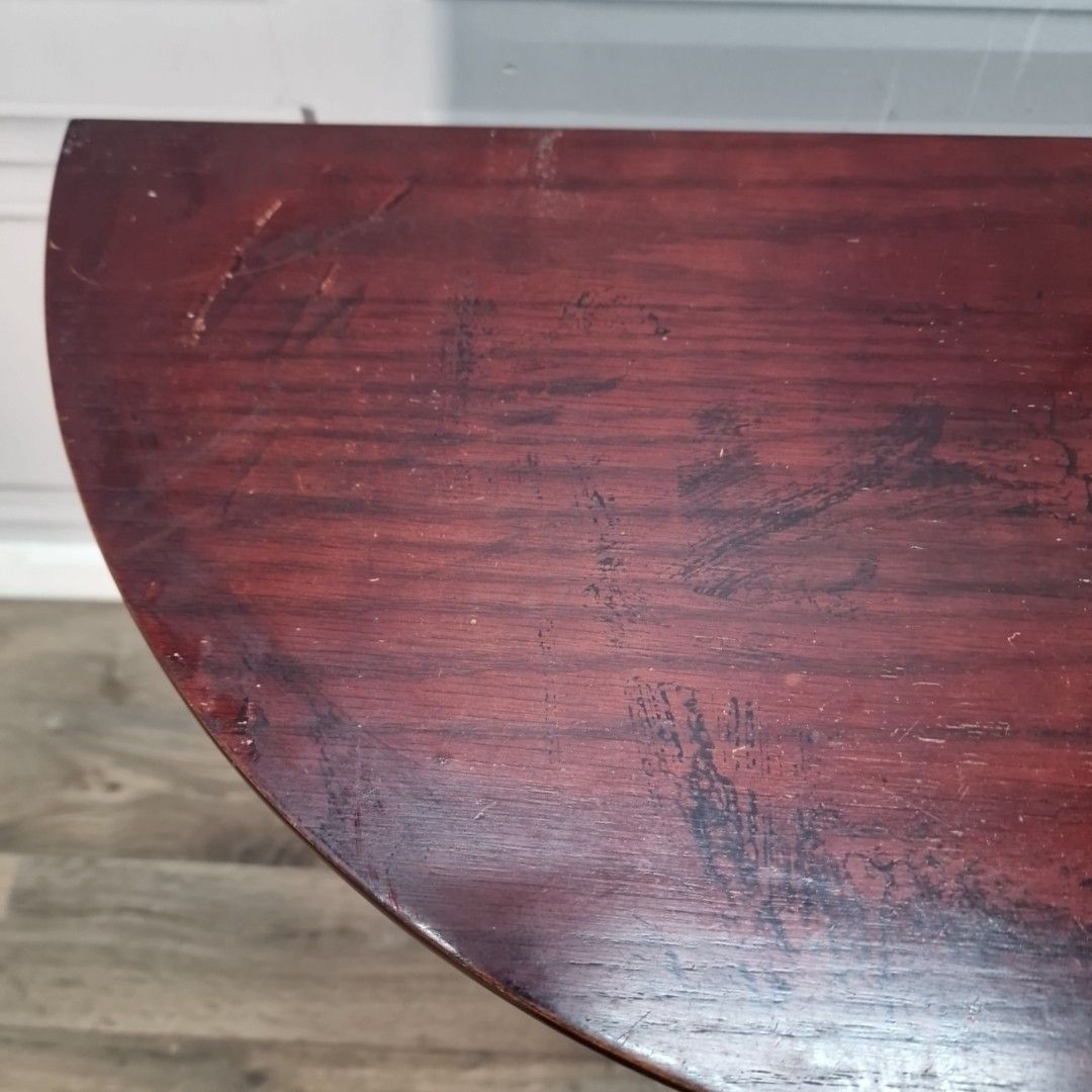 Vintage Console Side Table Demi Lune Half Moon Mahogany Queen Anne Style photo 80.0
