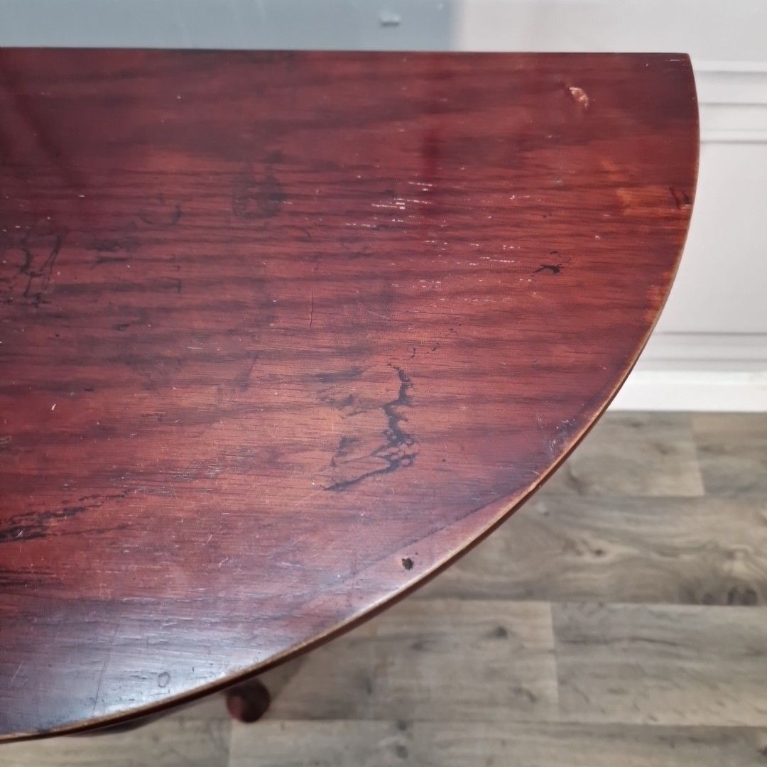 Vintage Console Side Table Demi Lune Half Moon Mahogany Queen Anne Style photo vinterior