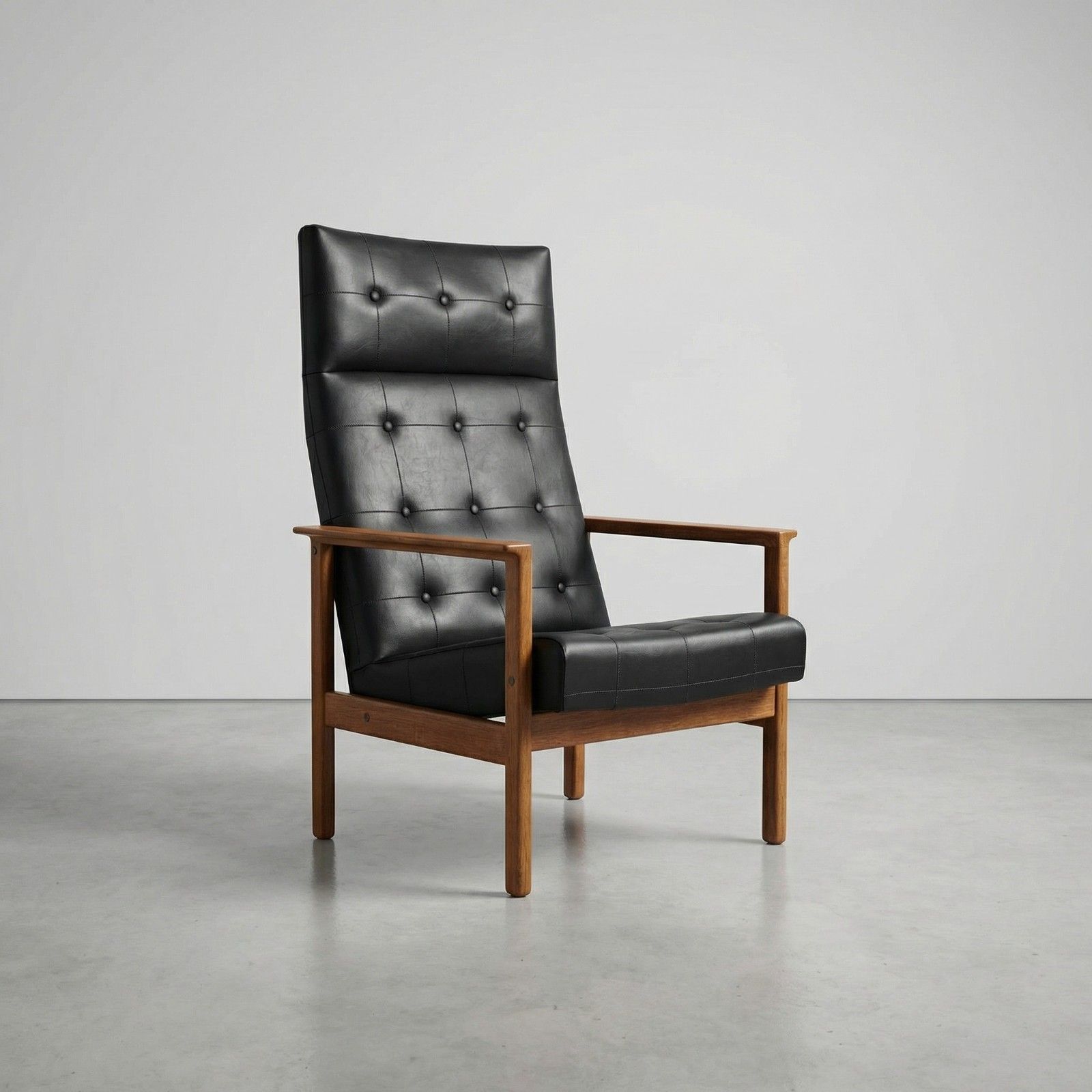 Scandinavian Faux Leather Swedish Mid Century Armchair