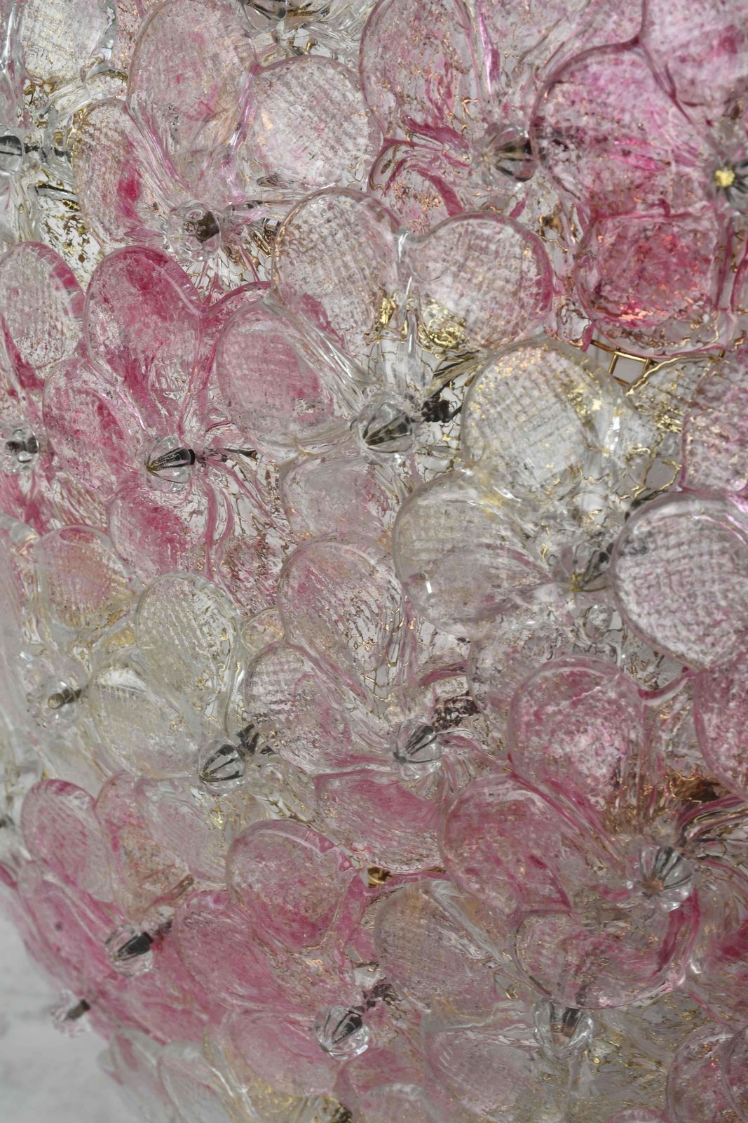Wonderful Extra Large Size Pink Murano Glass Ceiling Light Flower By Seguso photo 5267.0