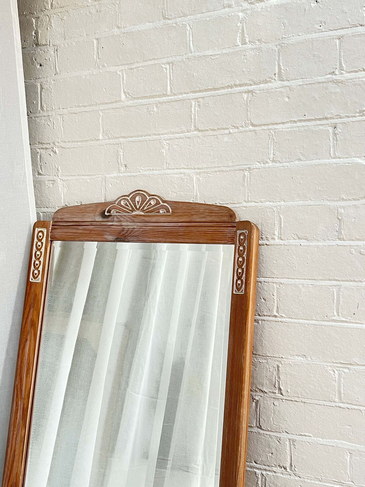 Vintage Pine Carved Mirror, 1990s photo 130.0