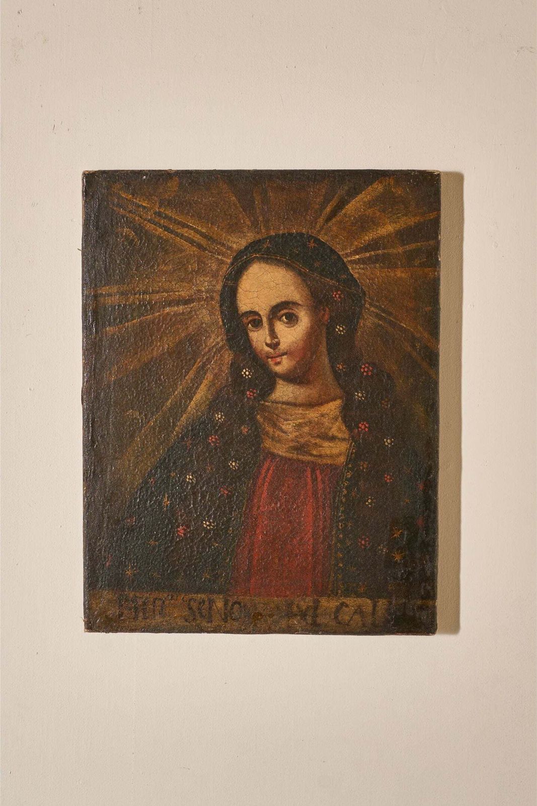 Small 17th Century Oil On Canvas Of Mary