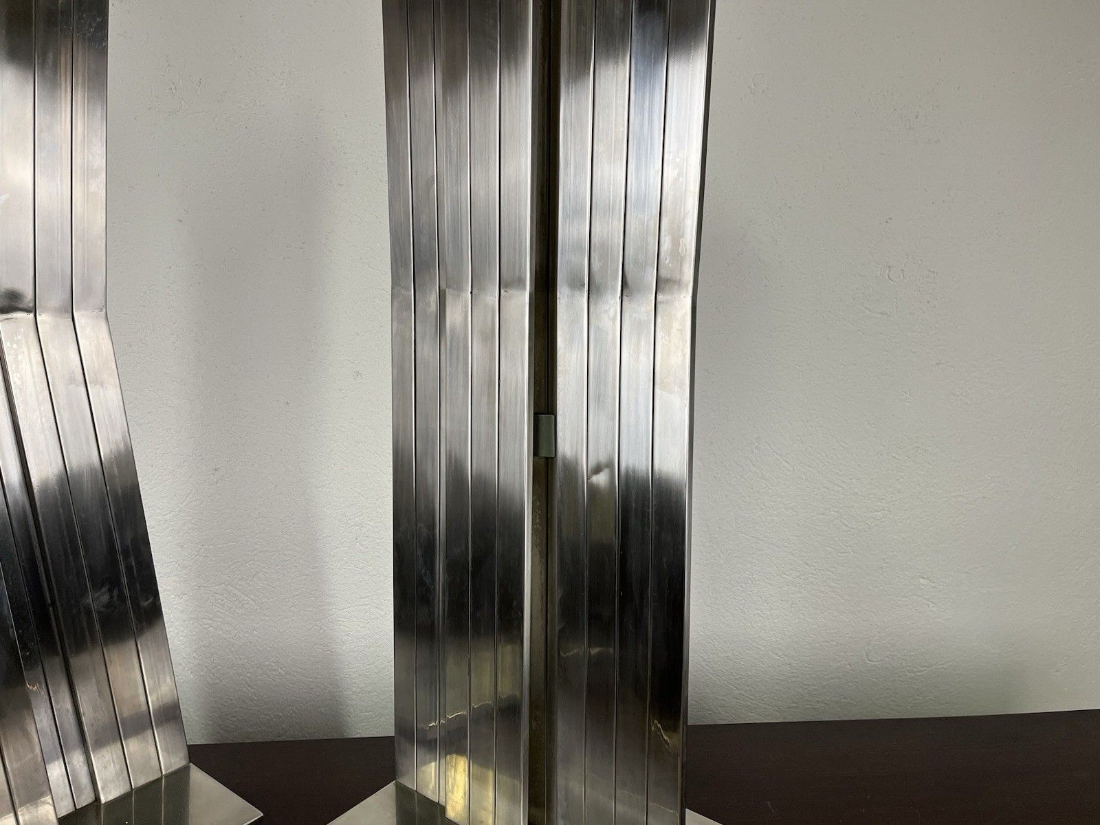 photo furniture Pair Of Sculptures Steel Refractions Salvatore Messina 60’s Vintage Design