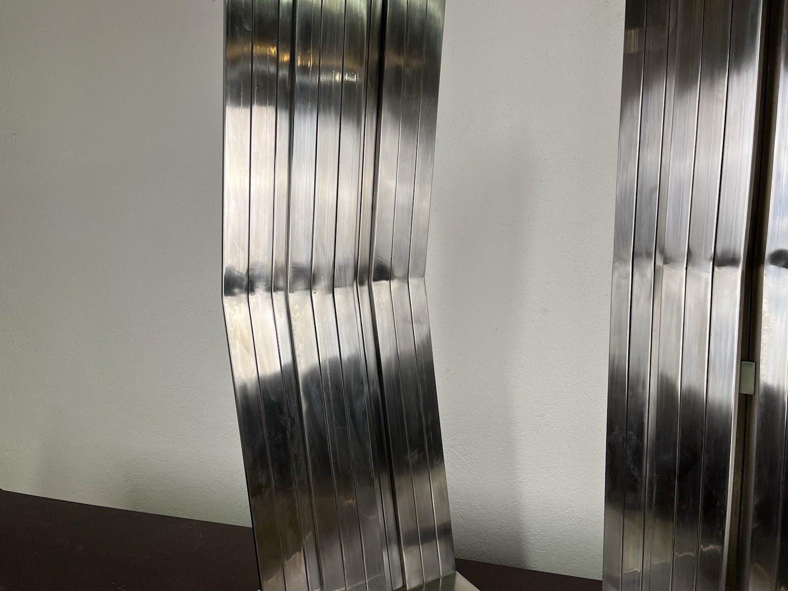 photo for sale Pair Of Sculptures Steel Refractions Salvatore Messina 60’s Vintage Design