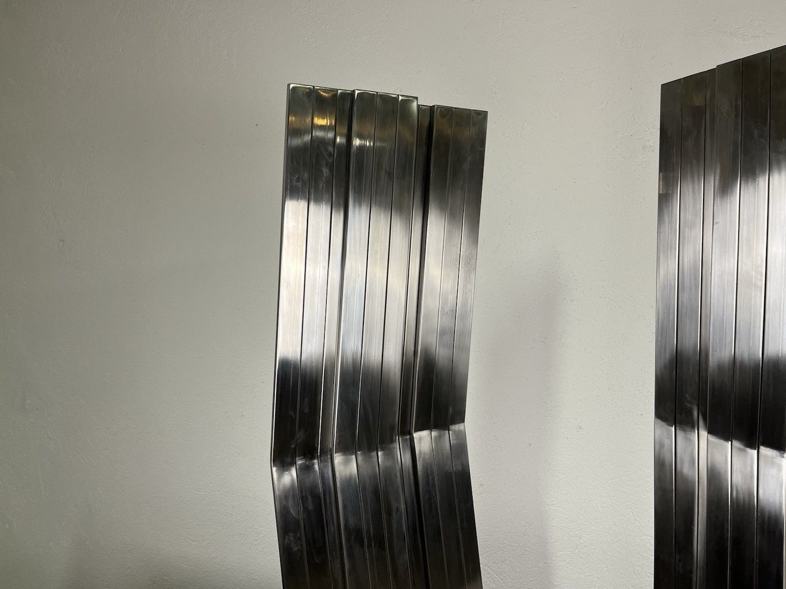 Art Pair Of Sculptures Steel Refractions Salvatore Messina 60’s Vintage Design photo