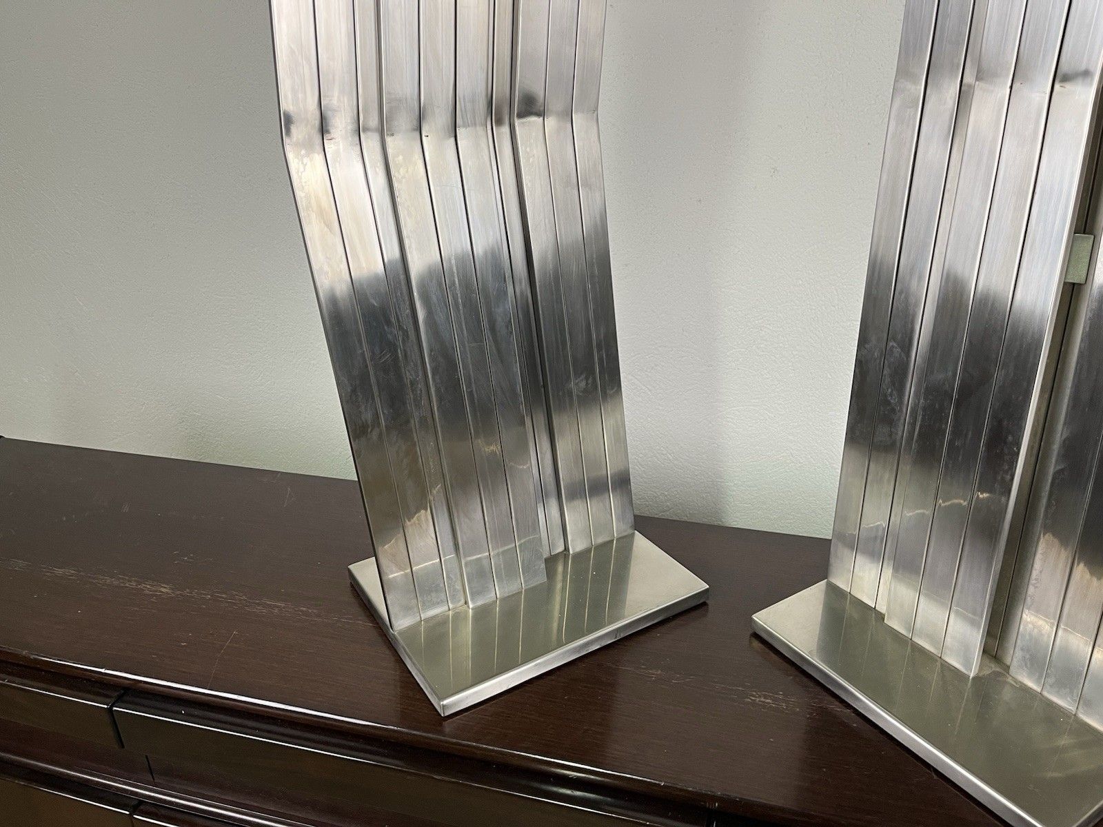 photo buy Pair Of Sculptures Steel Refractions Salvatore Messina 60’s Vintage Design