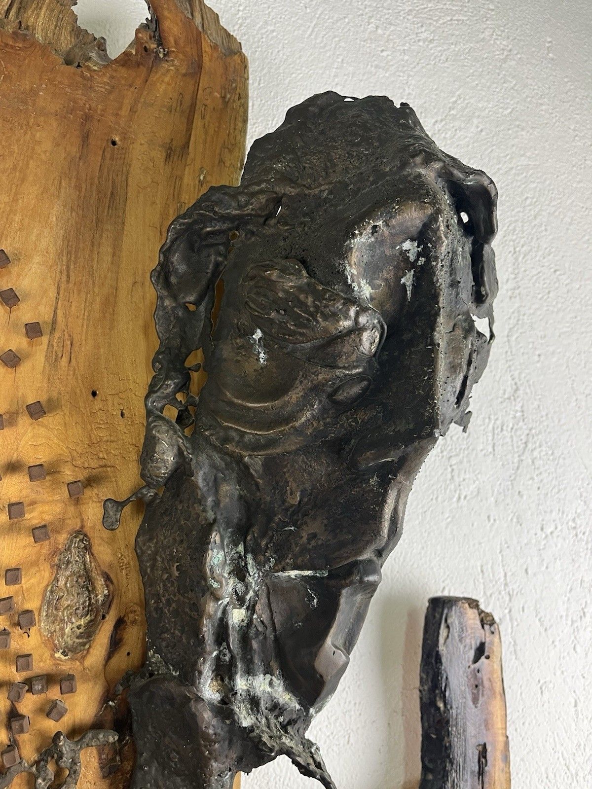Large Bronze Wood Wall Sculpture 70’s Vintage Design photo for sale